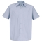 Red Kap SP20 Men's Industrial Stripe Poplin Work Shirt - Short Sleeve - Light Blue/Navy Stripe