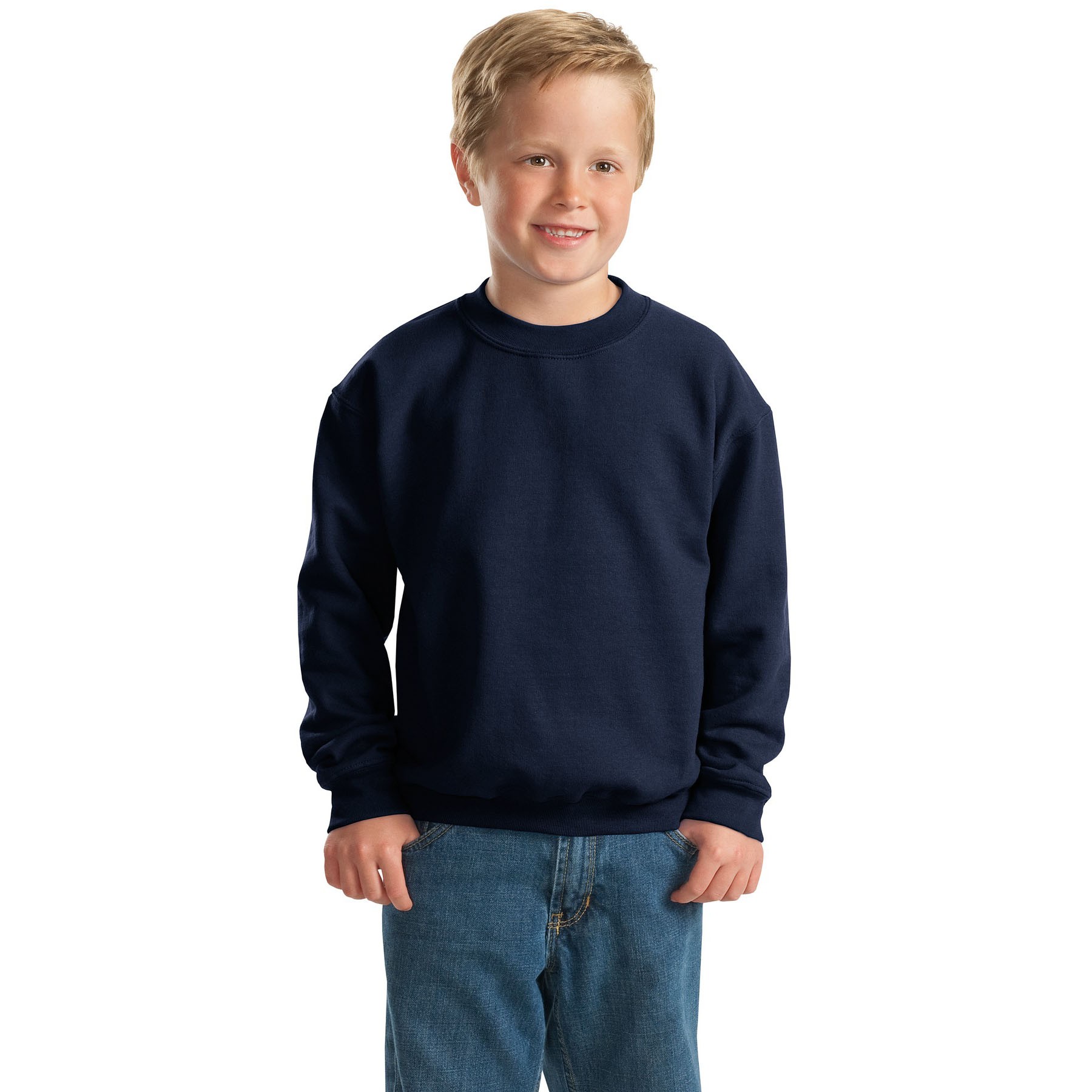 Gildan 18000B Youth Heavy Blend Crewneck Sweatshirt - Navy | FullSource.com