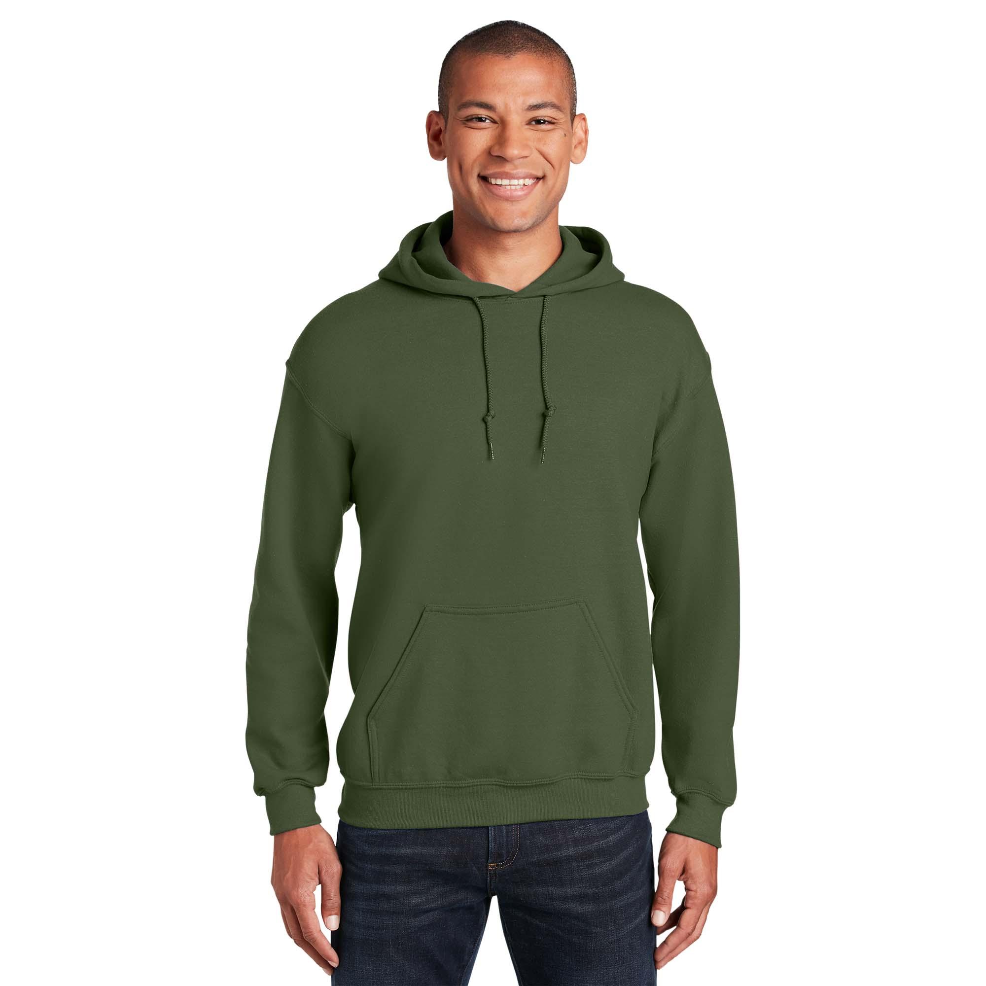 Military Green Gildan Plain Hooded Heavy Blend Sweatshirt Pullover mens hoodie 