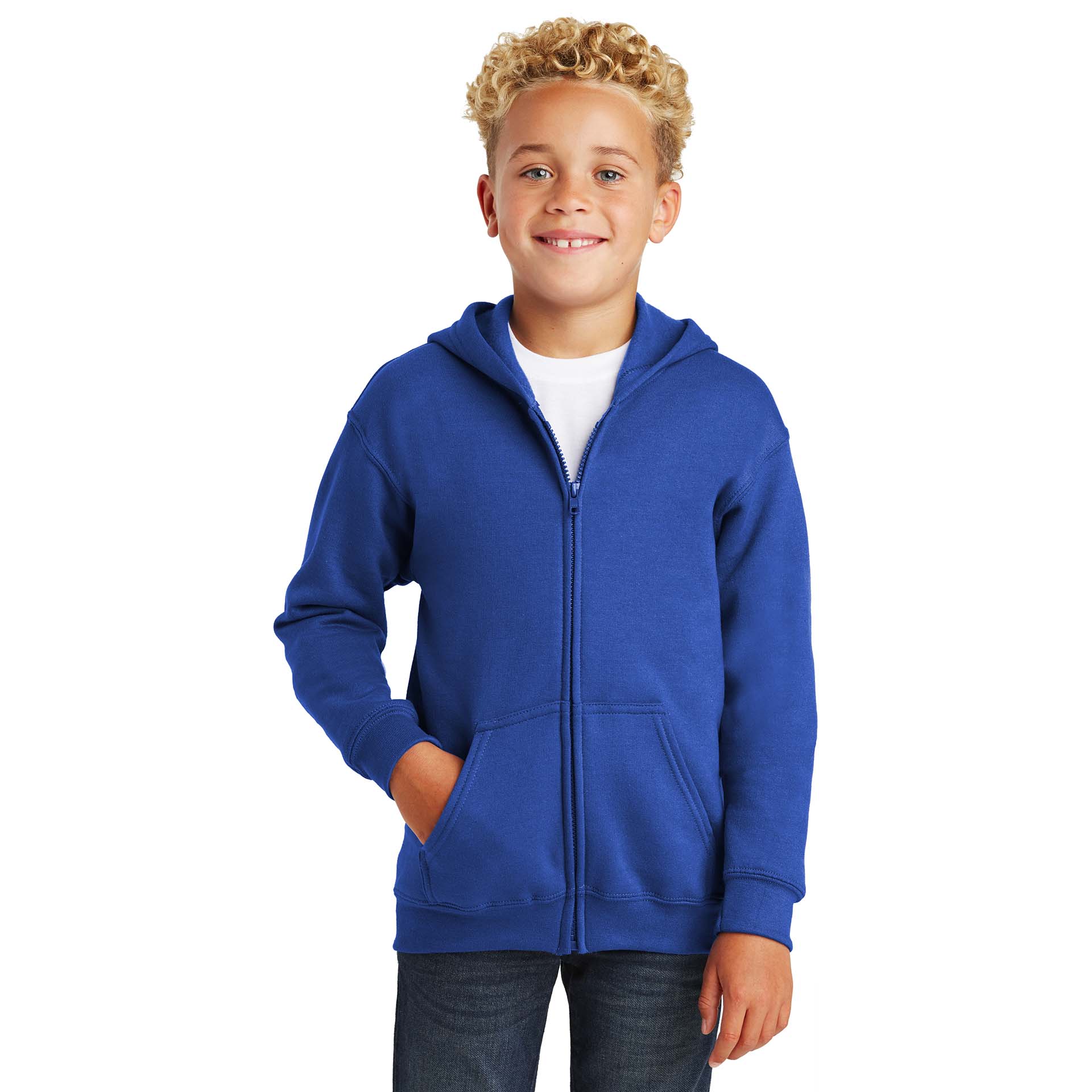 Gildan 18600B Youth Heavy Blend Full-Zip Hooded Sweatshirt - Royal ...