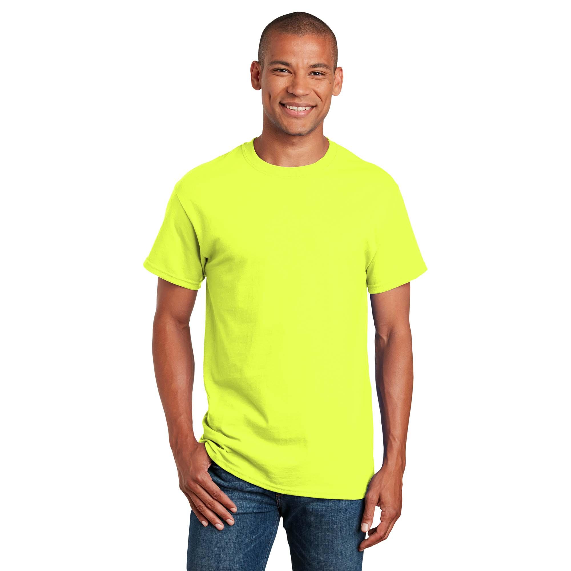 Gildan High Visibility T-Shirts Men S-5XL ANSI Safety Yellow Green Orange Pink 