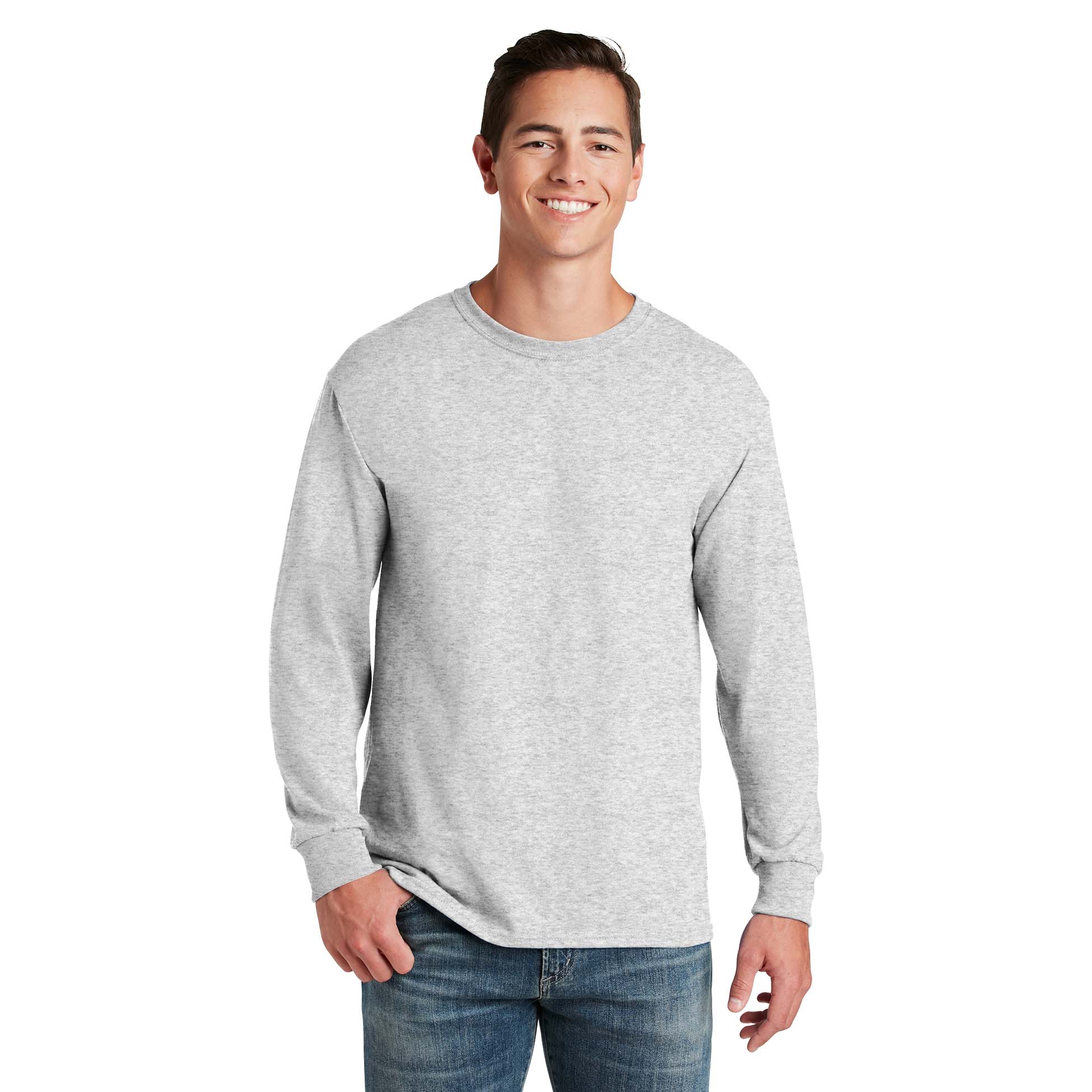 Jerzees 29LS Dri-Power 50/50 Cotton/Poly Long Sleeve T-Shirt - Ash ...