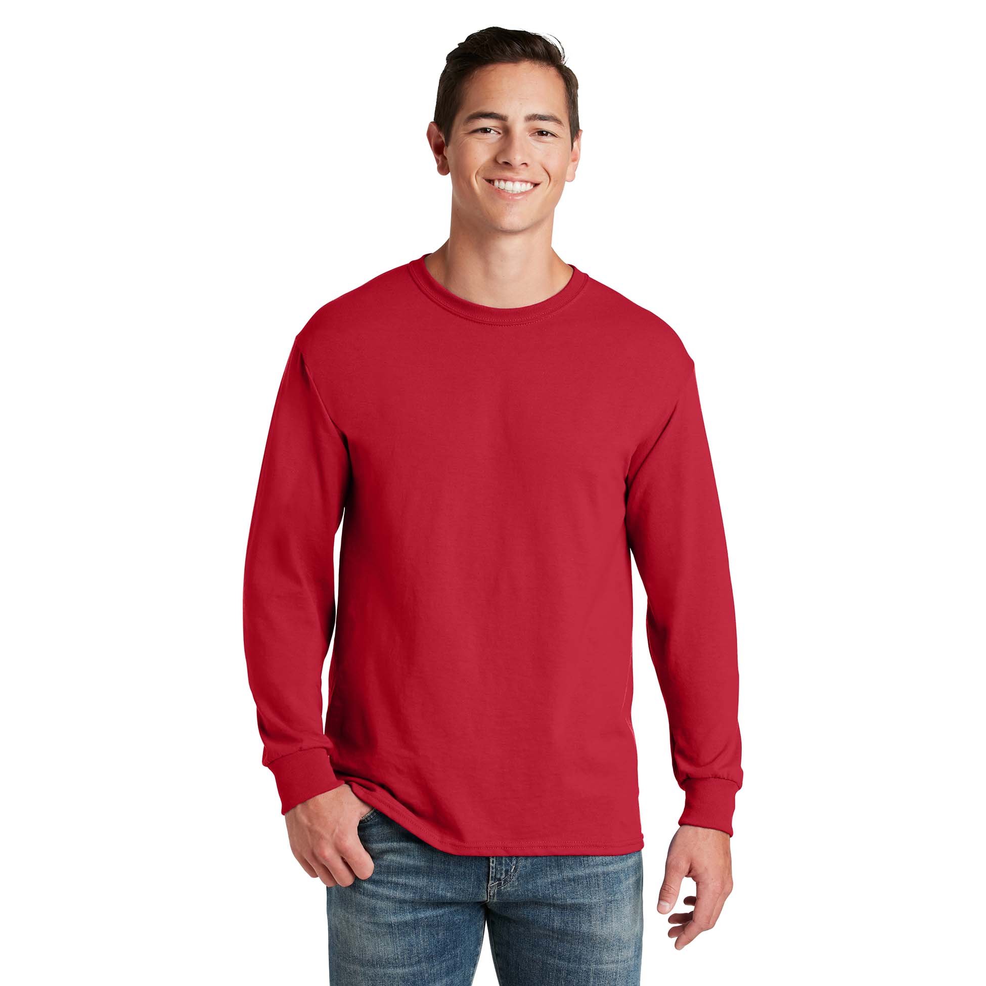 Jerzees 29LS Dri-Power 50/50 Cotton/Poly Long Sleeve T-Shirt - True Red ...