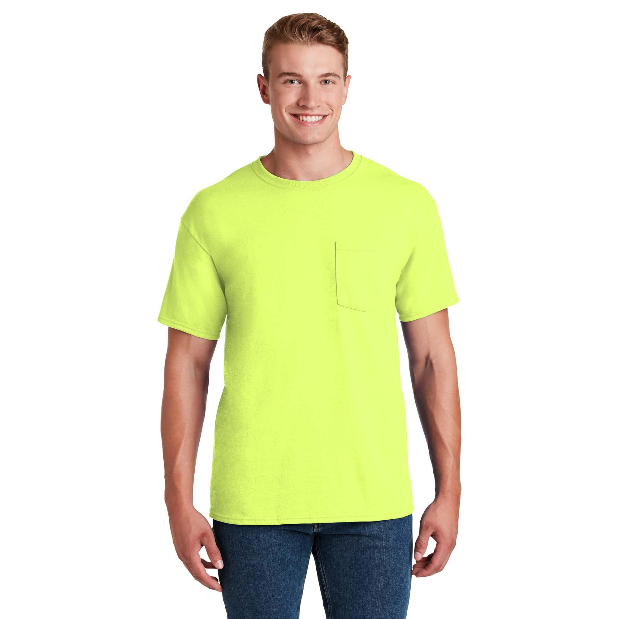 Jerzees 29MP Dri-Power 50/50 Cotton/Poly Pocket T-Shirt - Safety Green ...
