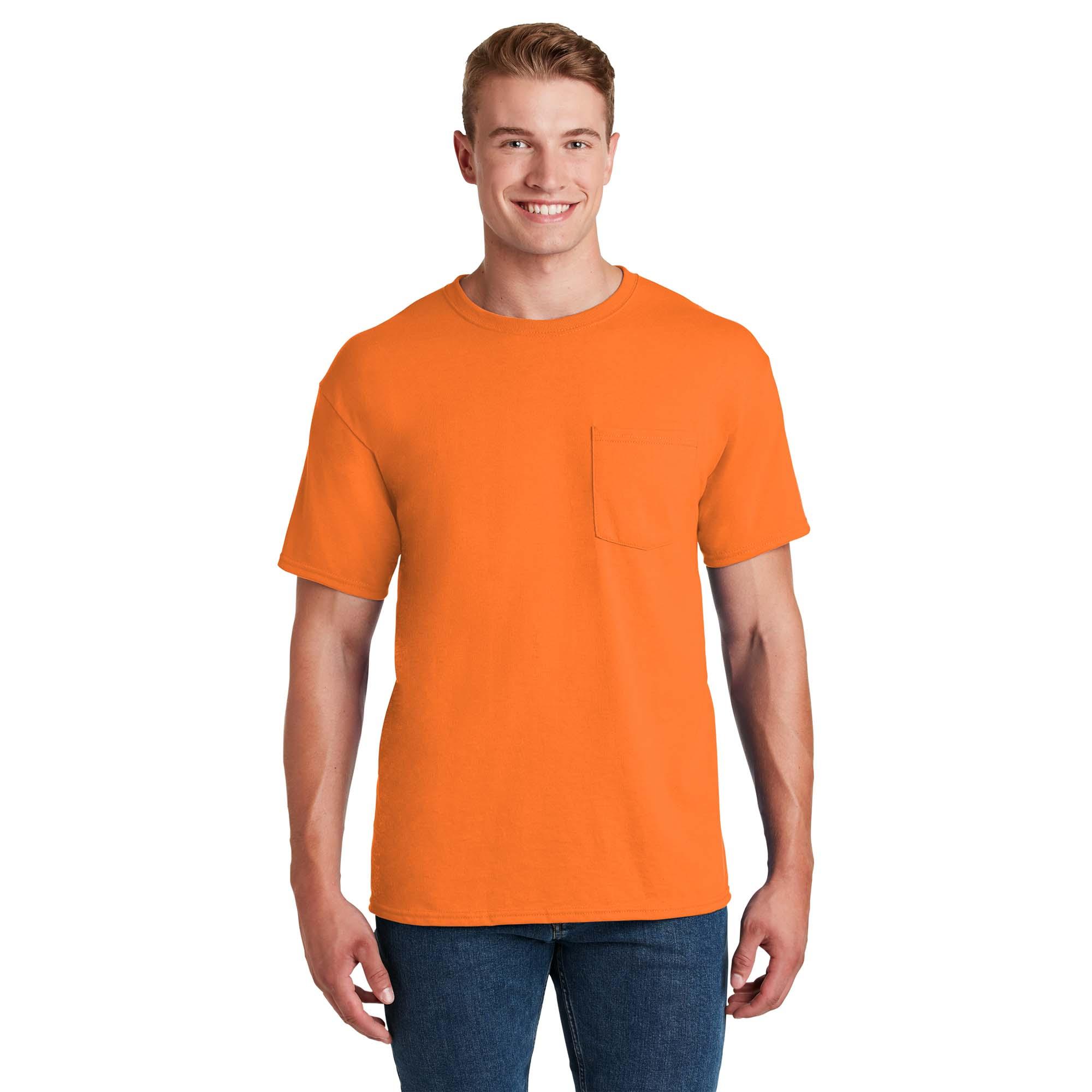 Jerzees 29MP Dri-Power 50/50 Cotton/Poly Pocket T-Shirt - Safety Orange ...