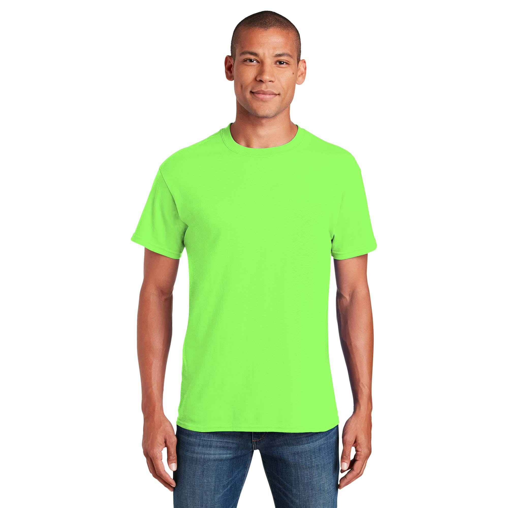 Pinpoint Collecting leaves I agree to Gildan 5000 Heavy Cotton/Polyester T-Shirt - Neon Green | Full Source