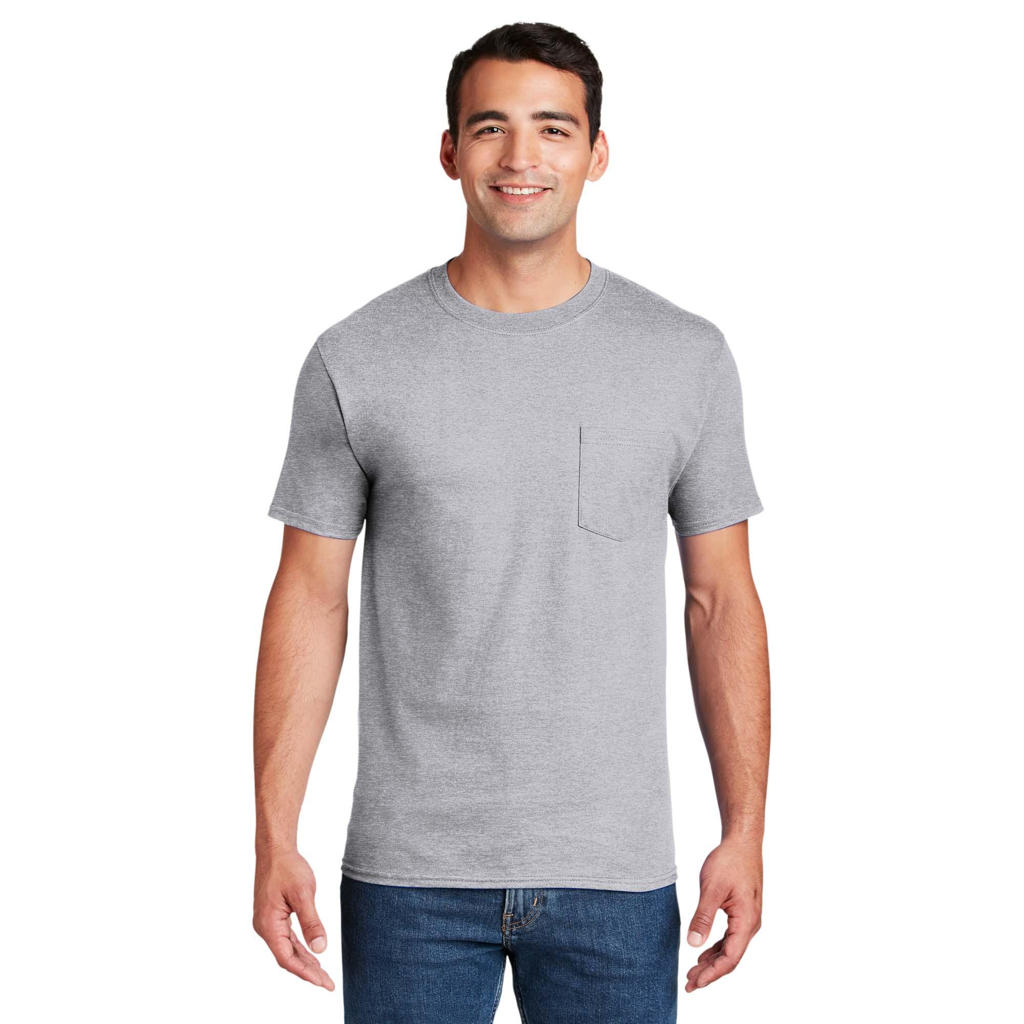 Hanes 5190 Beefy-T Cotton T-Shirt with Pocket - Light Steel | Full Source