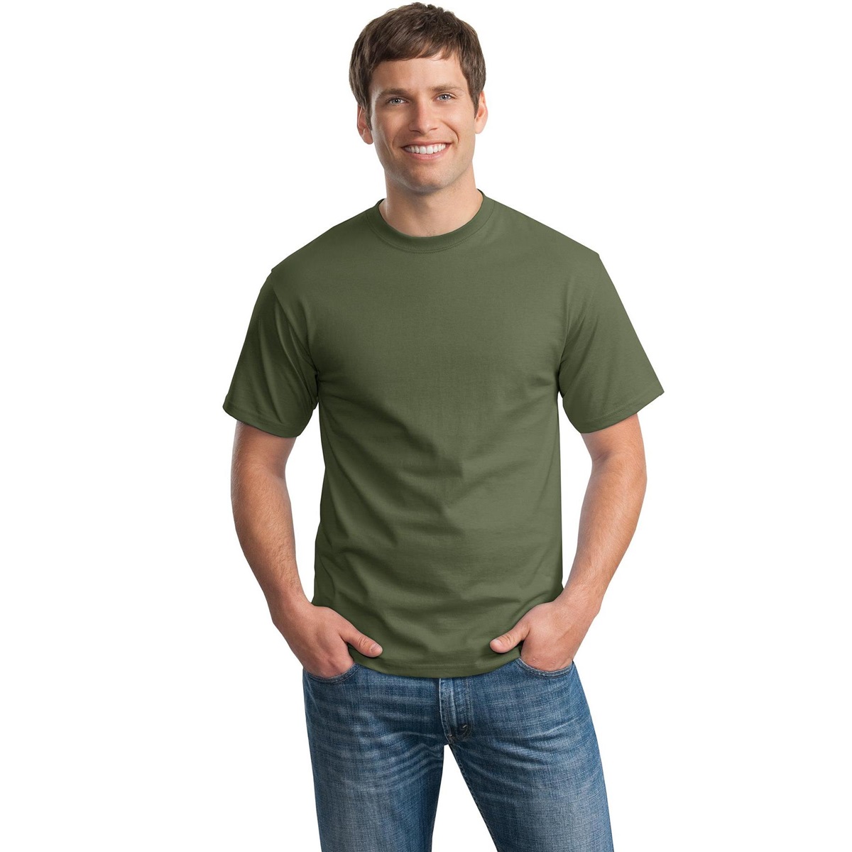 Hanes 5250 Tagless Cotton T-Shirt - Fatigue Green | FullSource.com