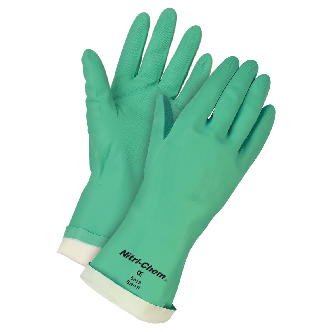 Medium NITRI-TECH Nitrile Flock Lined Synthetic Rubber Gloves Blue 