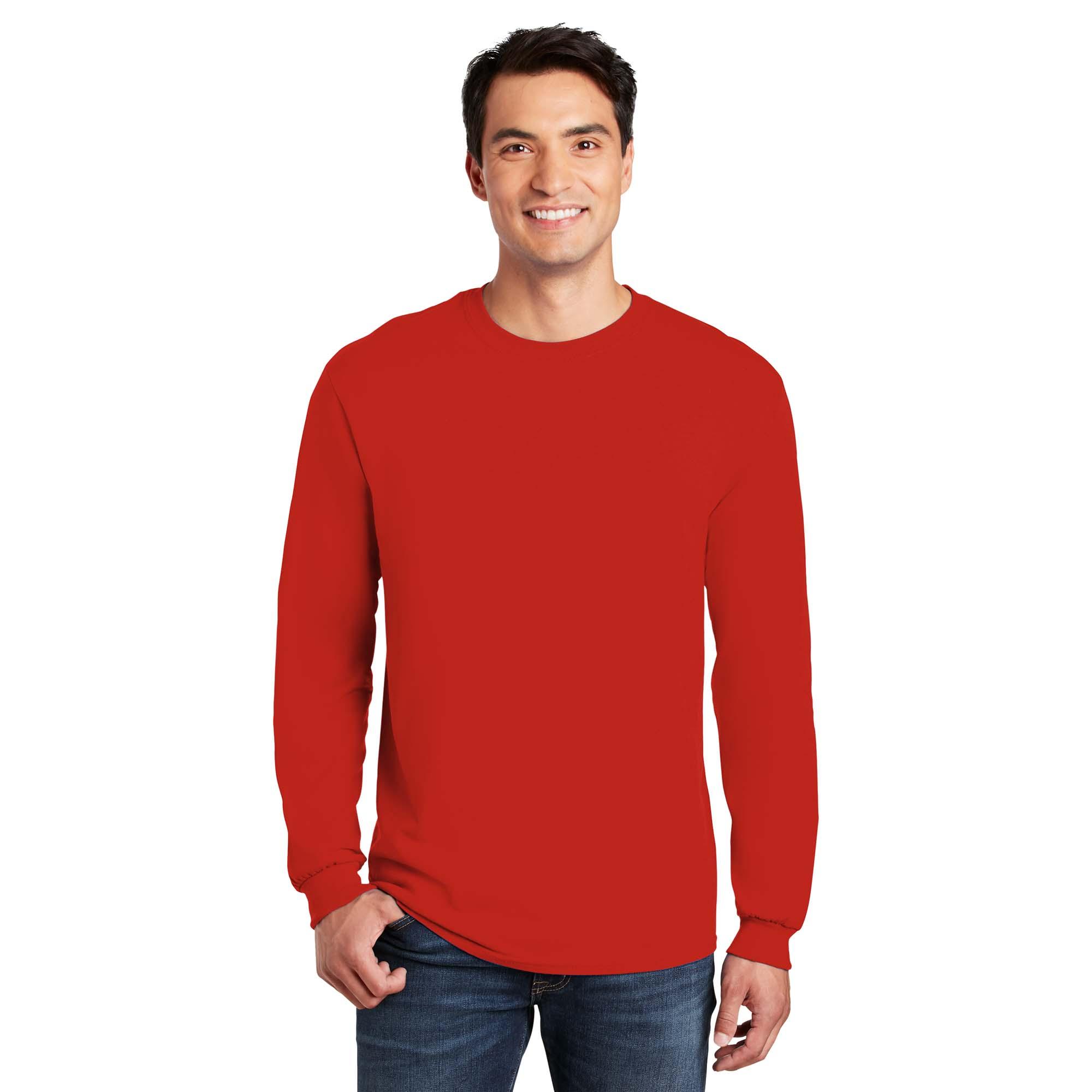 Gildan long sale sleeve red shirt