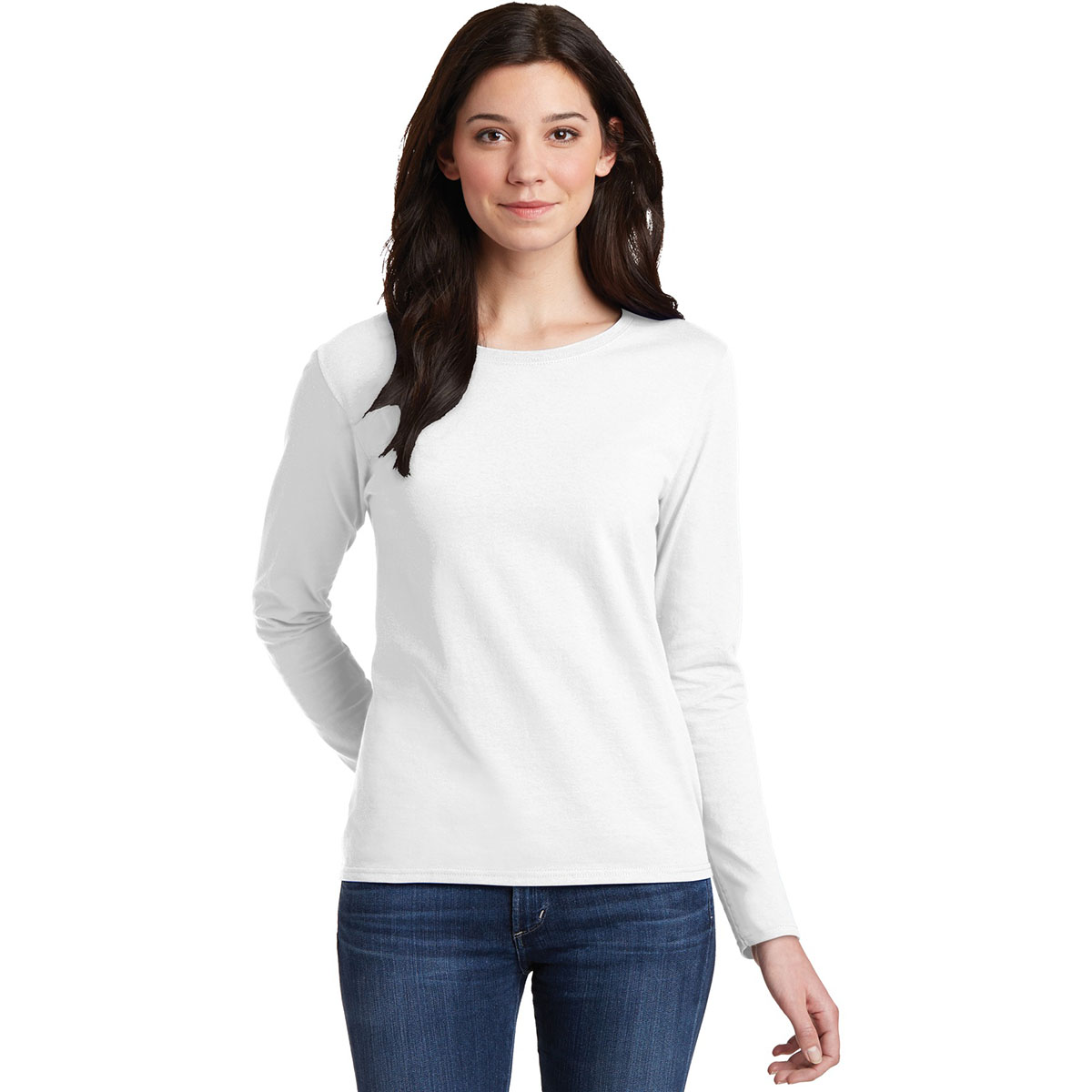 gildan long sleeve white t shirt