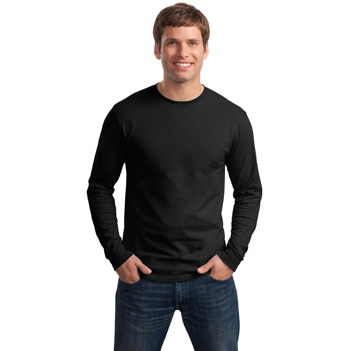 Hanes 5586 Mens Tagless Long Sleeve T-Shirt Lime Pack of 2