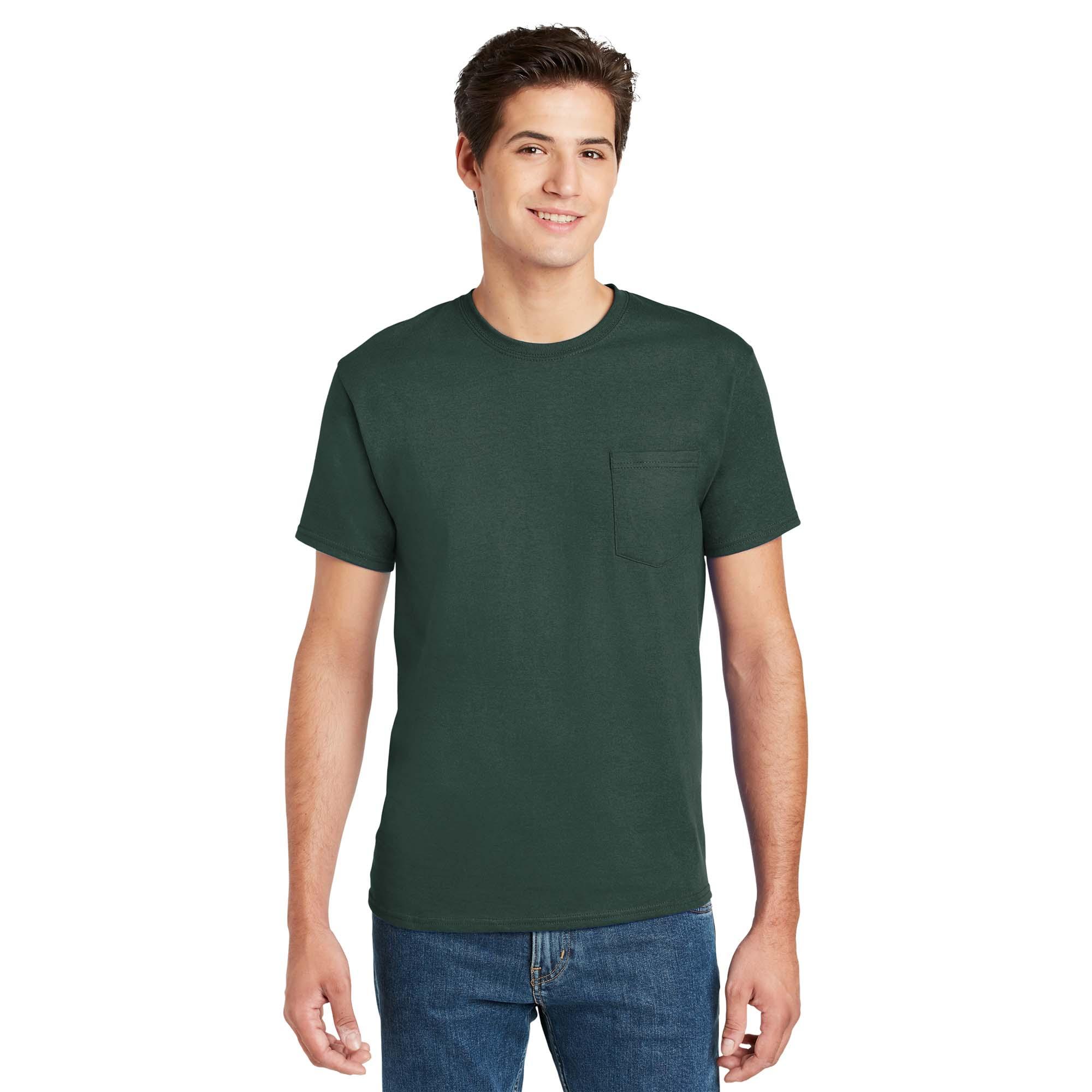 Hanes 5590 Authentic 100% Cotton T-shirt With Pocket - Deep Forest 