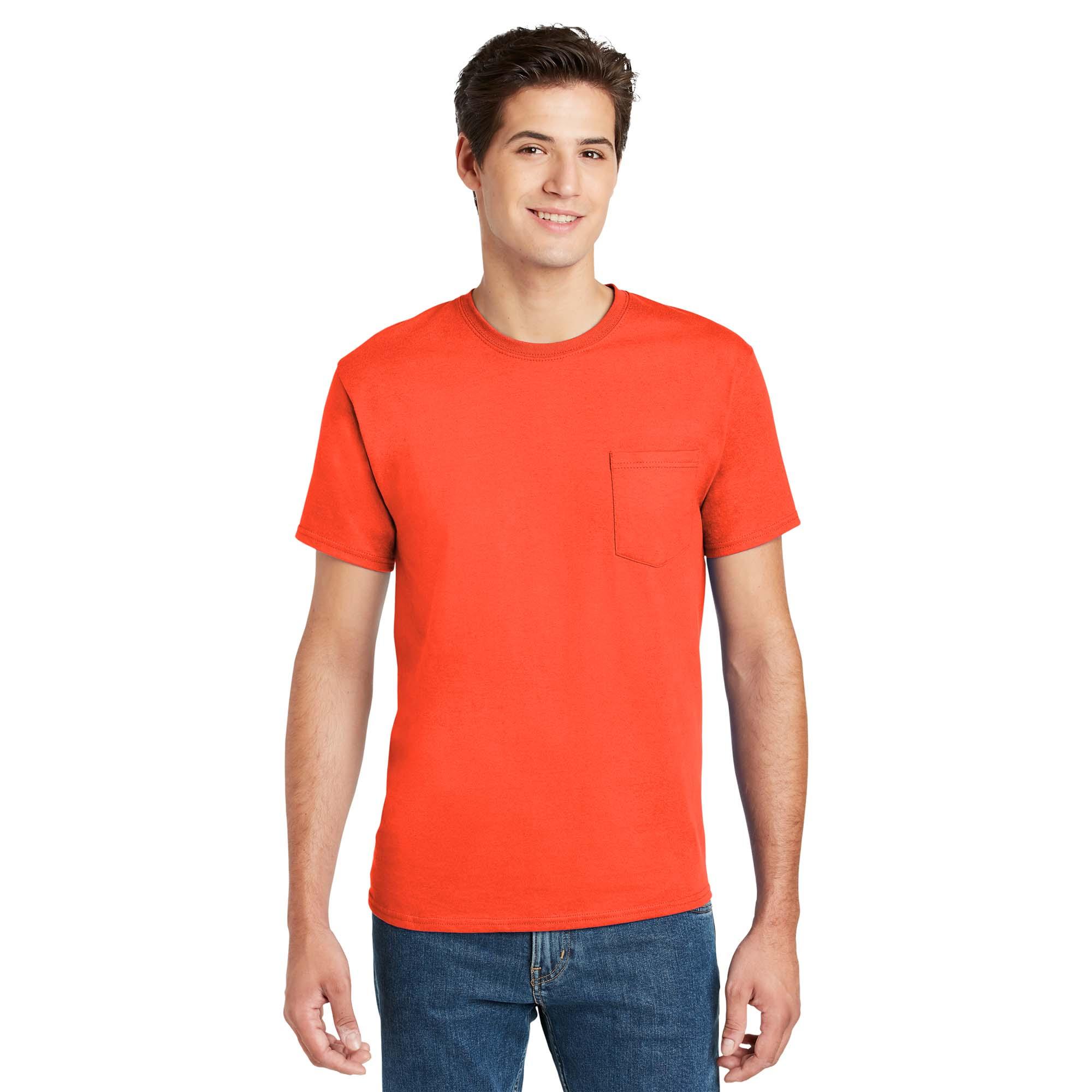 Hanes 5590 Authentic 100% Cotton T-Shirt with Pocket - Orange | Full Source