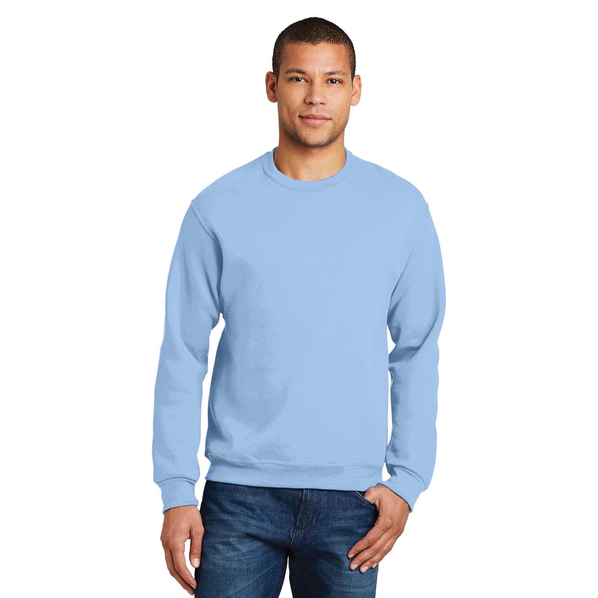 light blue crewneck sweatshirt