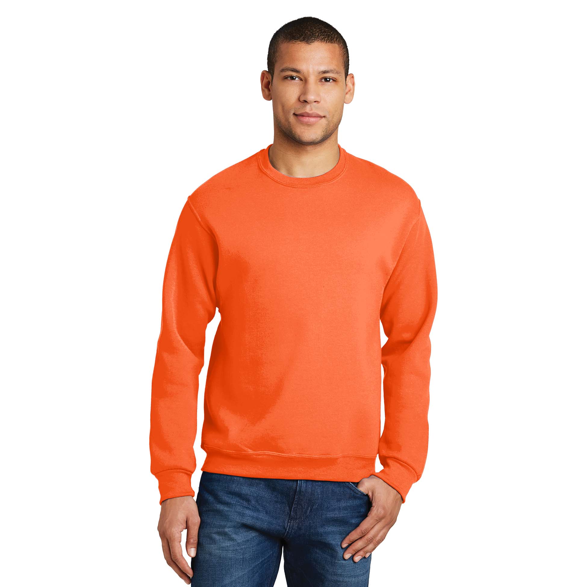 Jerzees 562M NuBlend Crewneck Sweatshirt - Safety Orange | Full Source