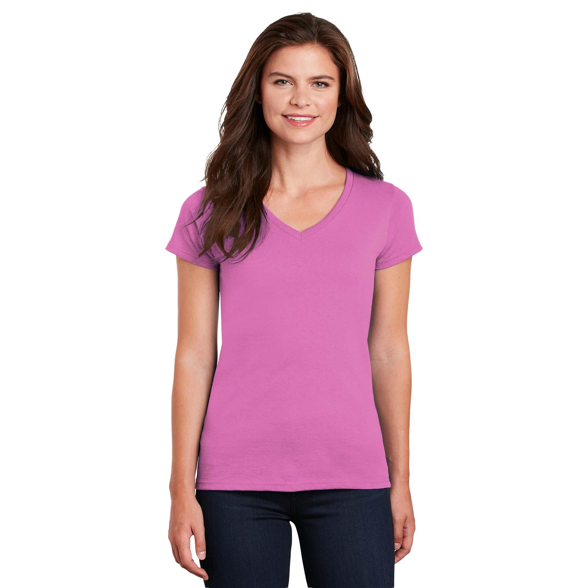 Gildan 5V00L Ladies Heavy Cotton V-Neck T-Shirt - Azalea | Full Source