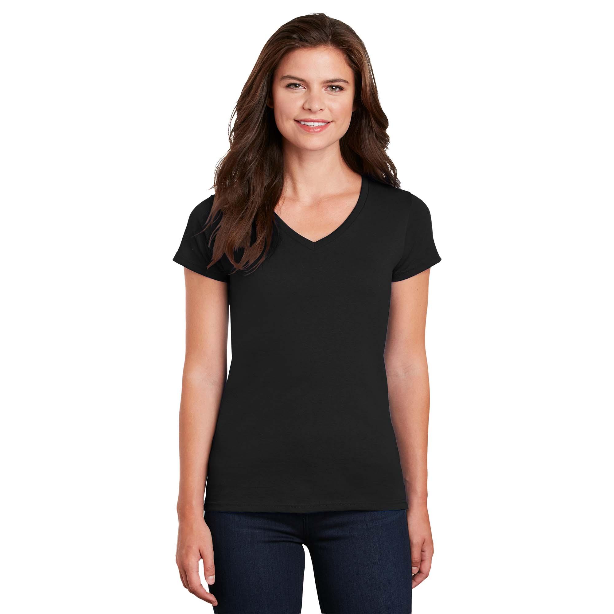 Gildan 5V00L Ladies Heavy Cotton V-Neck T-Shirt - Black | Full Source