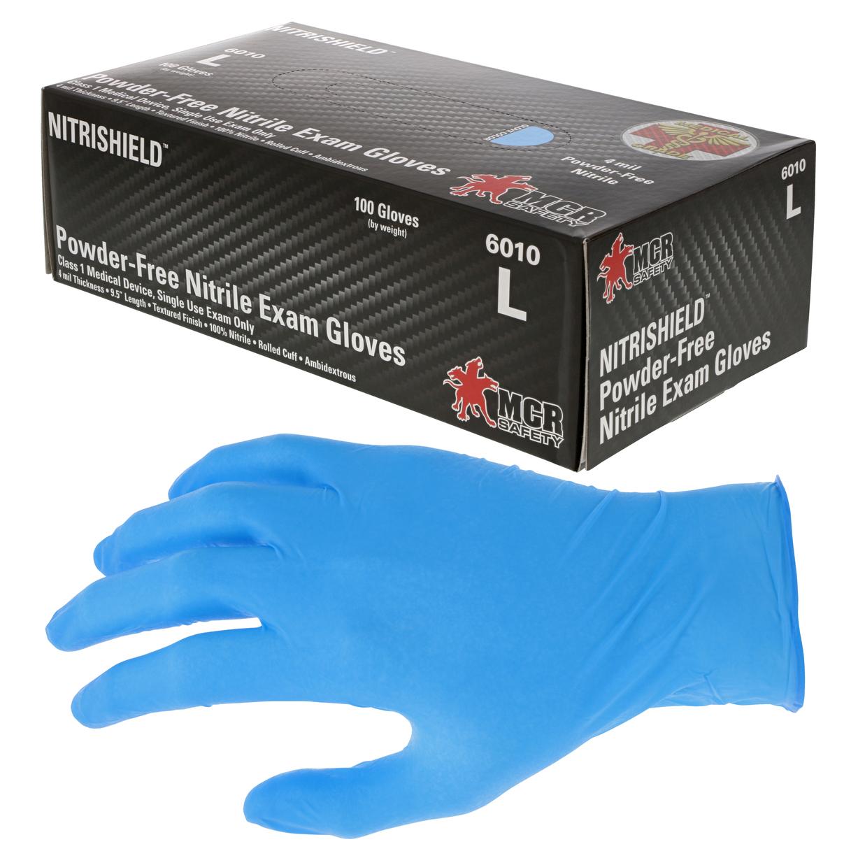 MCR Safety 6010 NitriMed Disposable Nitrile Medical Grade Gloves - 4 ...