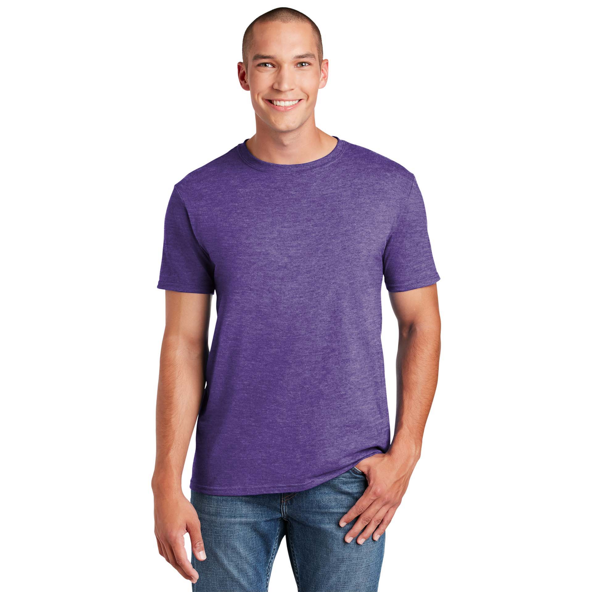 Gildan T-Shirt Uomo Manica Corta In Cotone Ultra Cotton | Maglia Basic Pre-lavata Senza Cuciture (Heather Sapphire/Azalea, Medium)