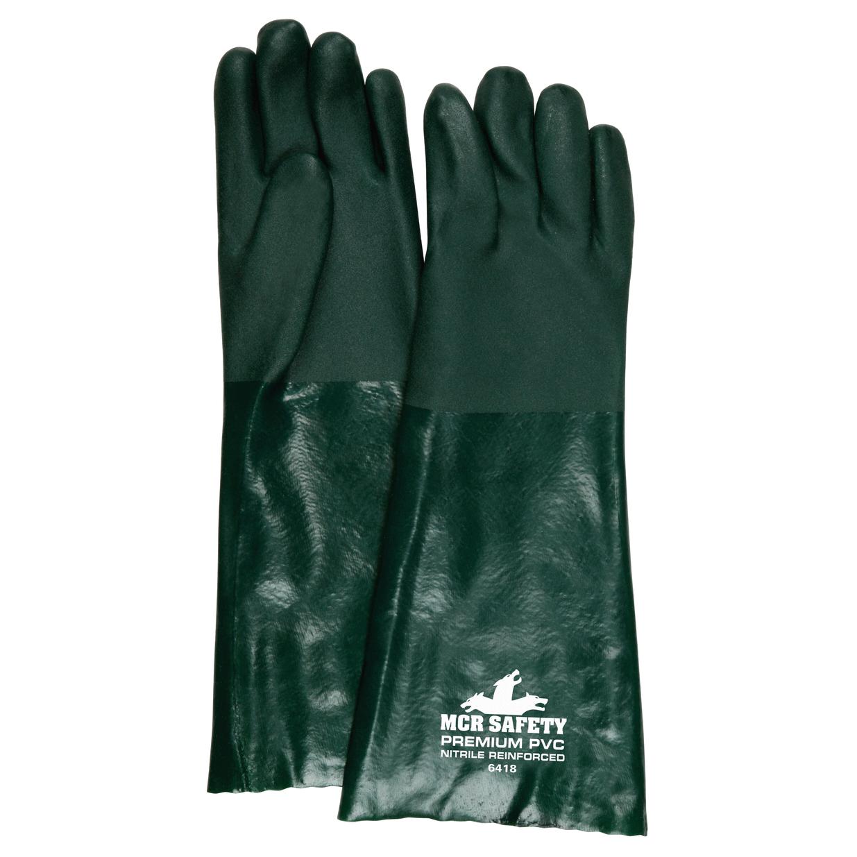 MCR Safety 6414 Memphis 14 Premium Double Dipped PVC Nitrile Reinforced Gloves Large 1-Pair Jersey Lined with Sandy Finish