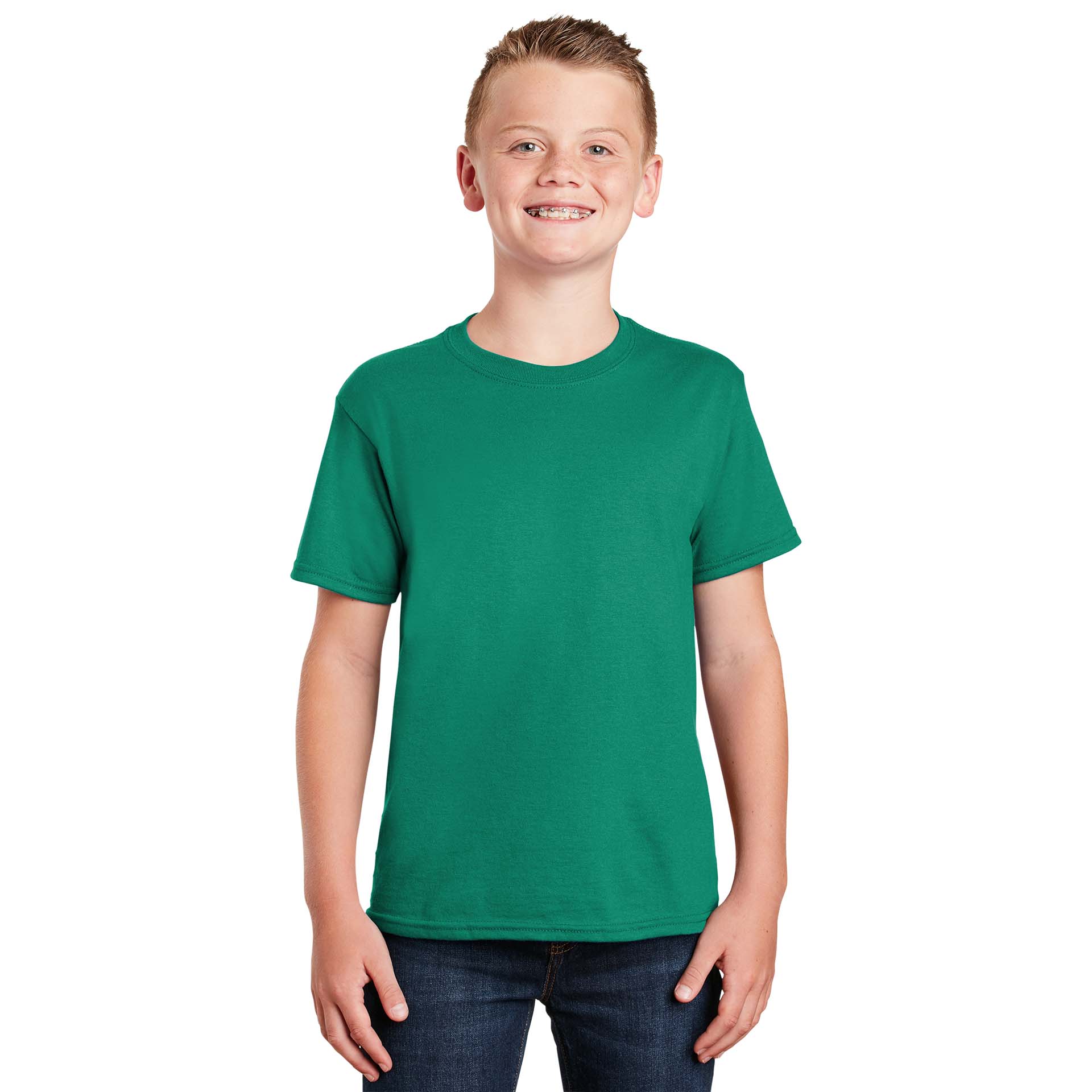 Gildan 8000B Youth DryBlend 50 Cotton/50 Poly T-Shirt - Kelly Green - L