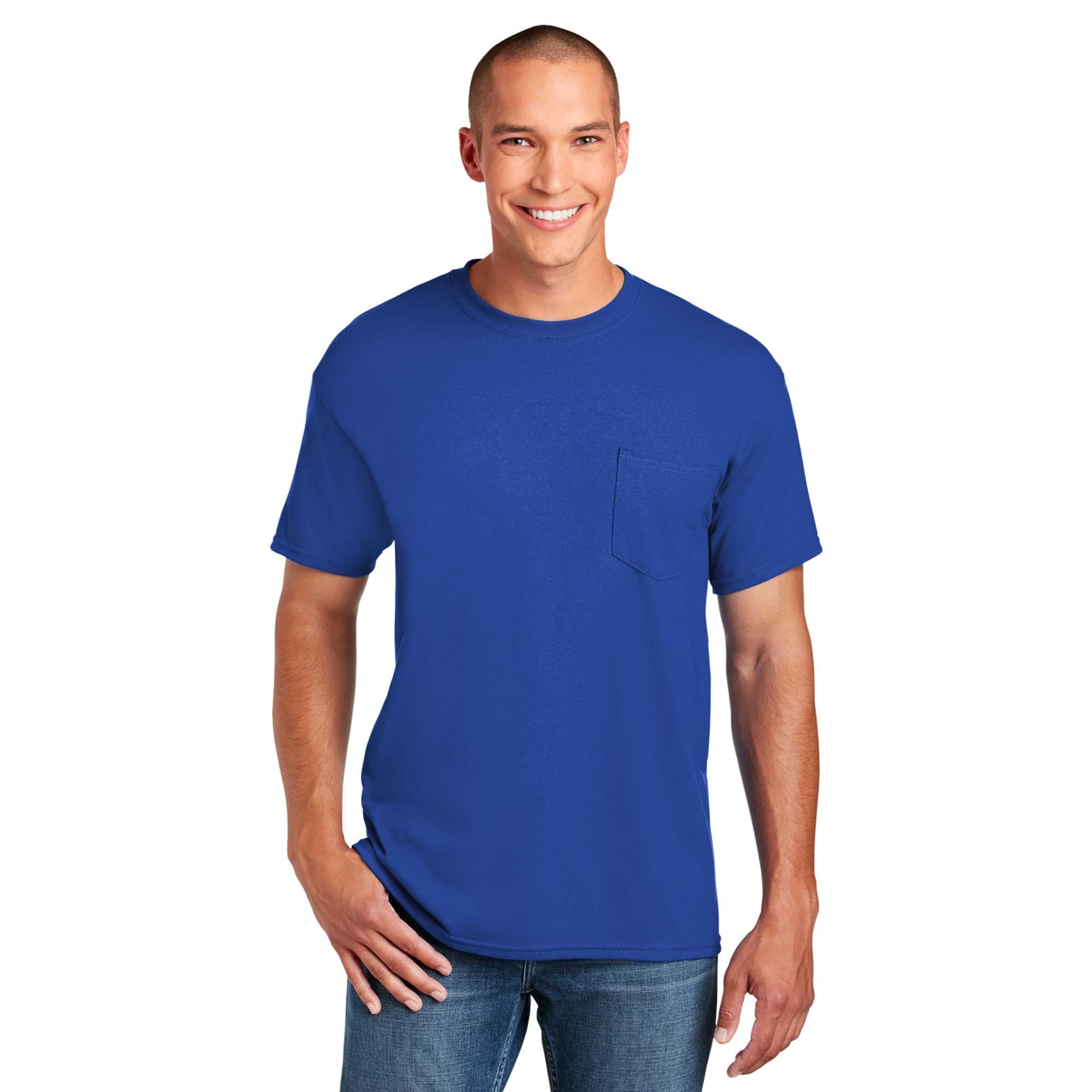 Gildan 8300 - T-shirt DryBlend 50 Cotone/50 DryBlendPoly Pocket, Blu navy/nero, S