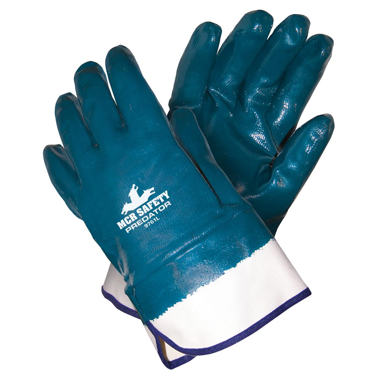 Memphis Glove Predatouch 9790 Nitrile Coated Gloves, Large, Teal (Blue)