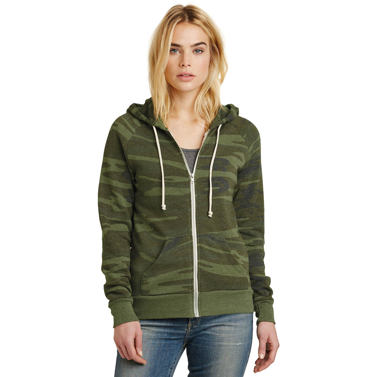 iAlternativei AA9573 Adrian Eco Fleece Zip Hoodie Camo 