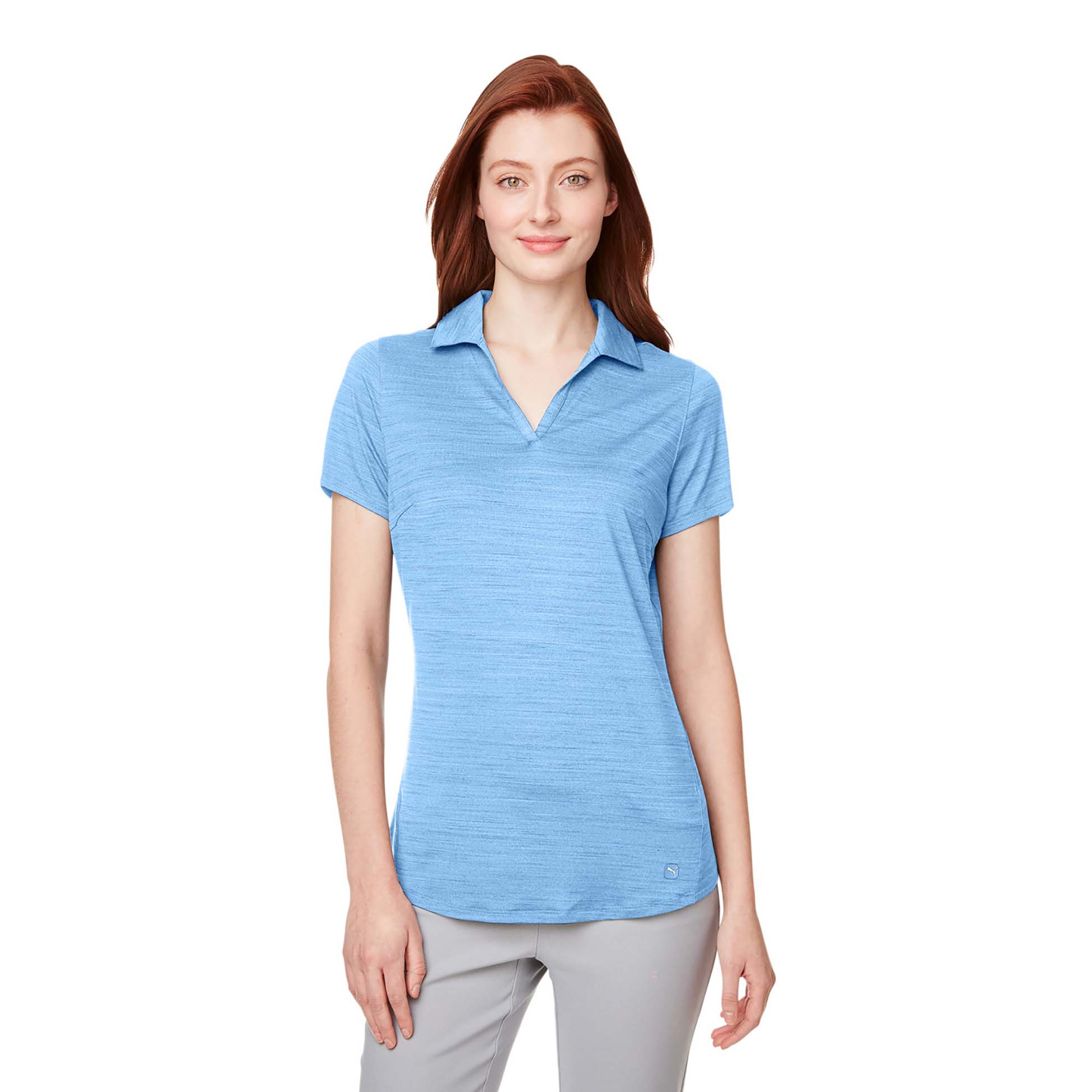 PUMA Golf 597695 Ladies Cloudspun Free V-Neck Polo - Placid