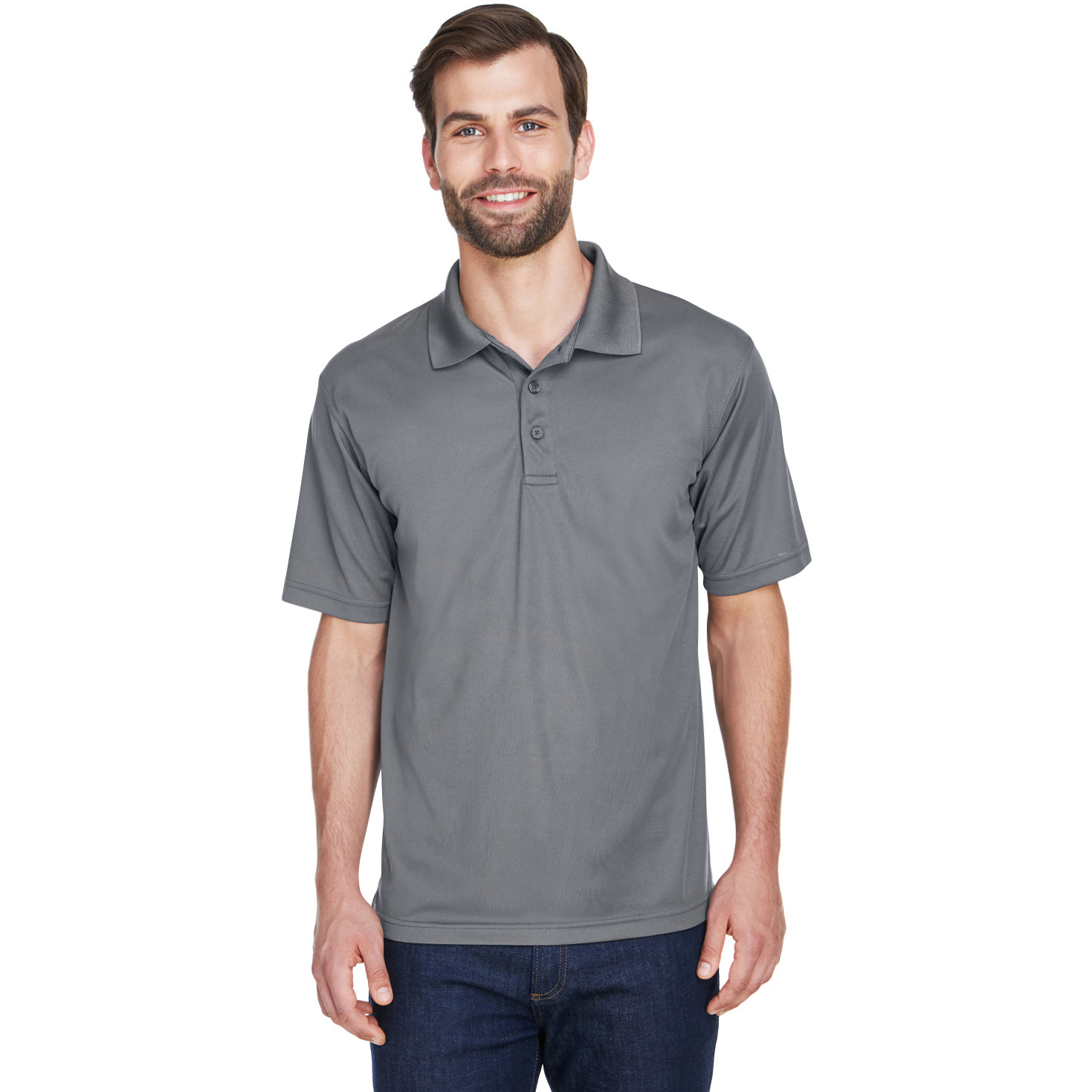 UltraClub 8210 Men's Cool & Dry Mesh Pique Polo - Charcoal | Full Source