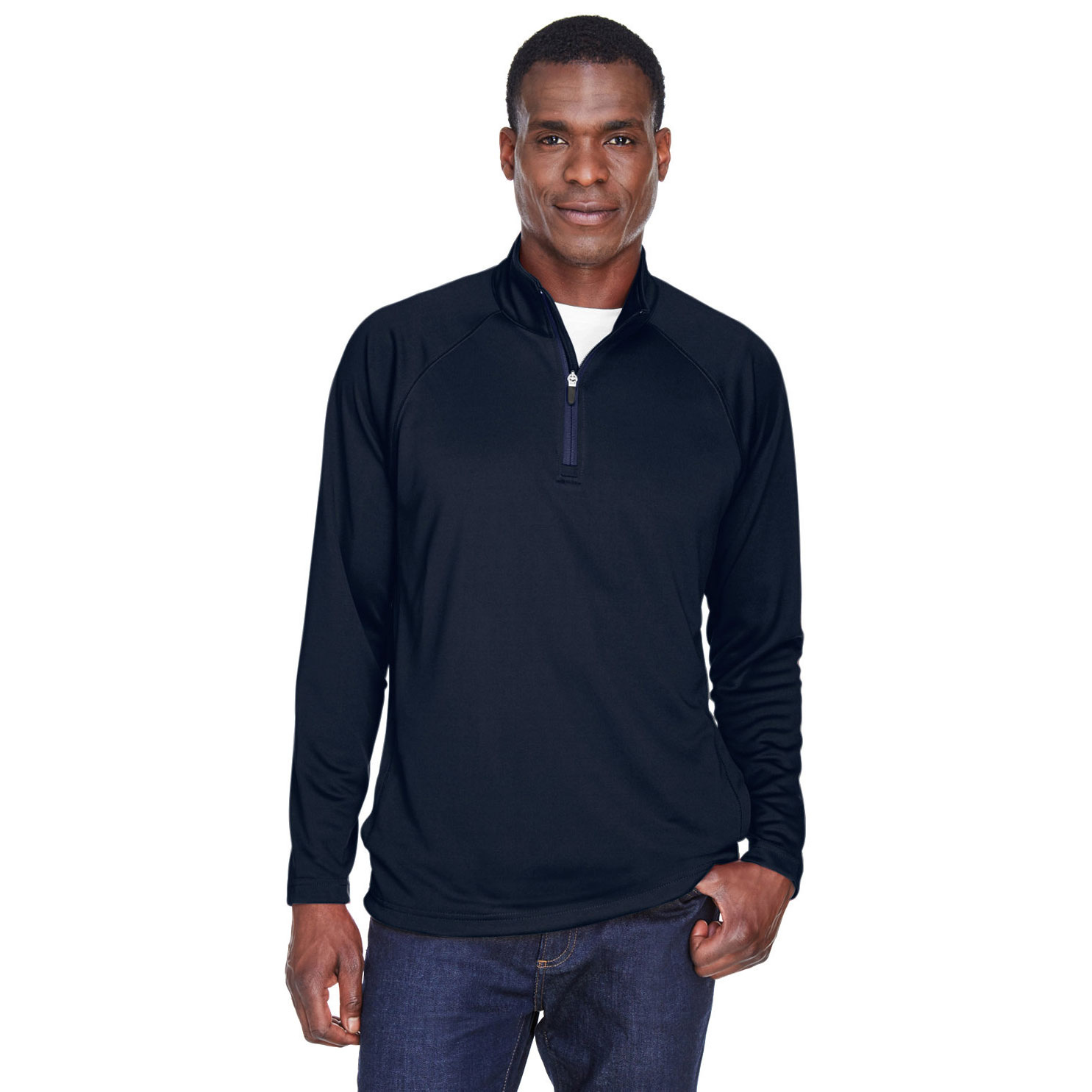 Devon & Jones DG440 Men's Stretch Tech-Shell Compass 1/4-Zip - Navy ...