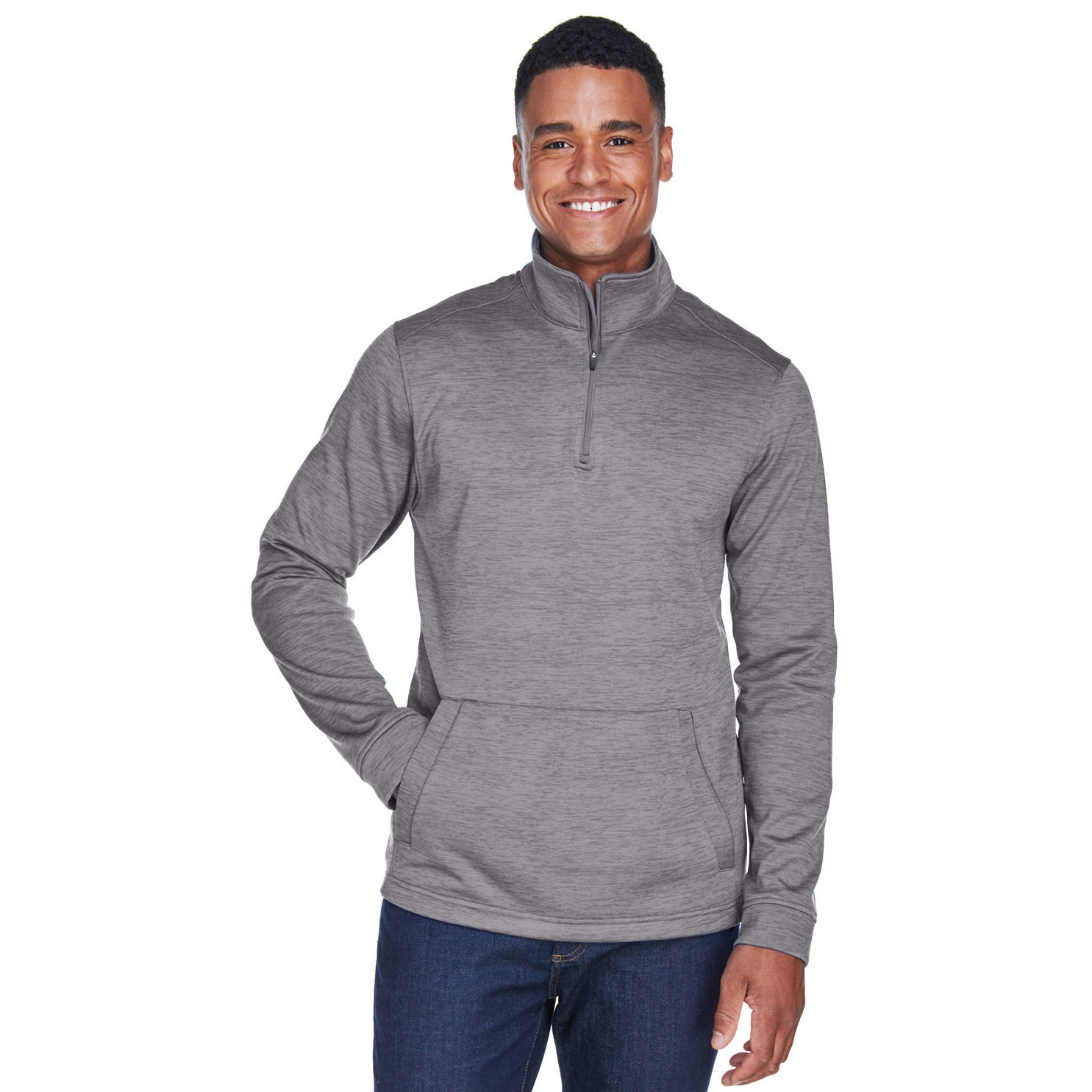 Devon & Jones DG798 Men's Newbury Melange Fleece 1/4-Zip - Dark Grey ...