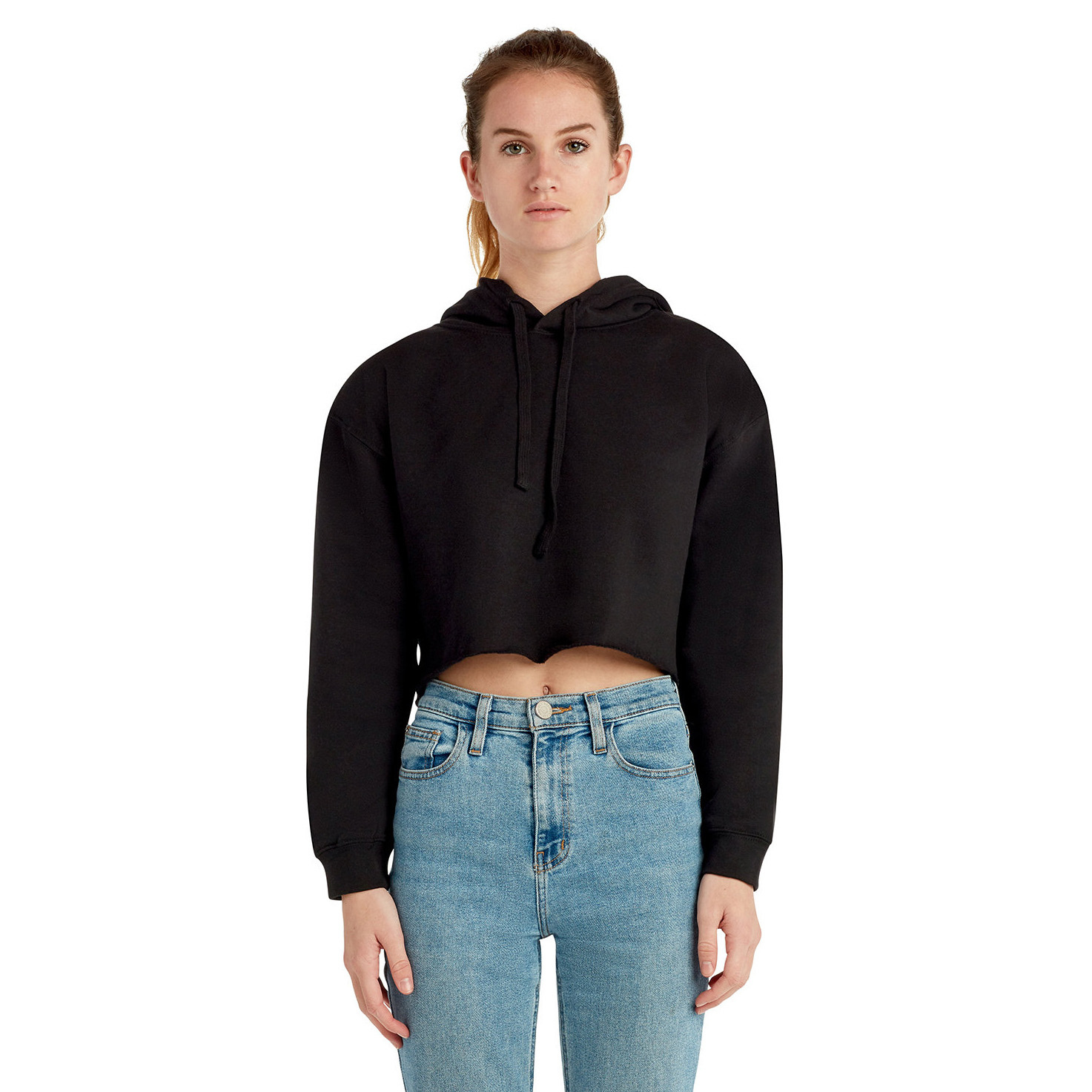 Lane Seven LS12000 Ladies Cropped Fleece Hoodie - Black | Full Source