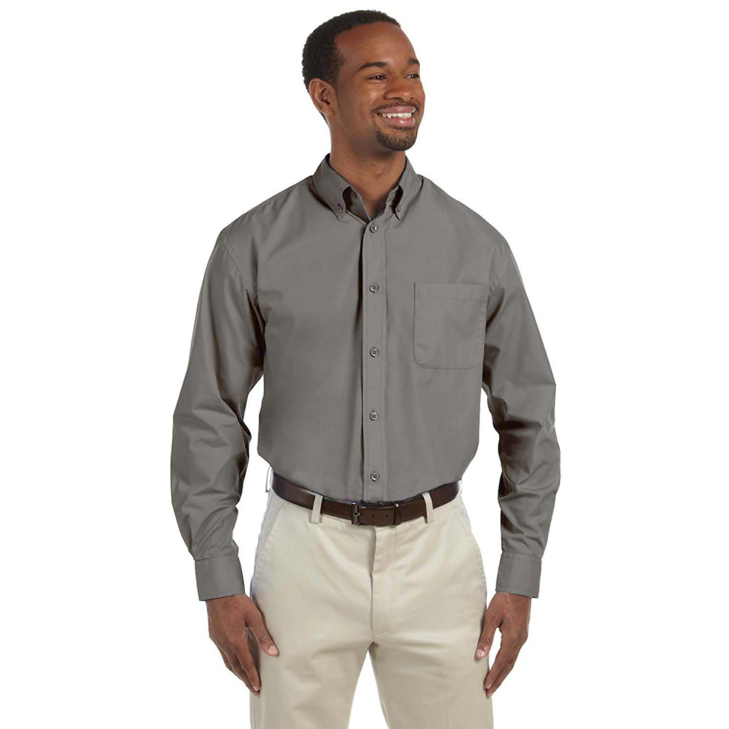 Harriton M510 Men's 3.1 oz. Essential Poplin - Dark Grey | Full Source