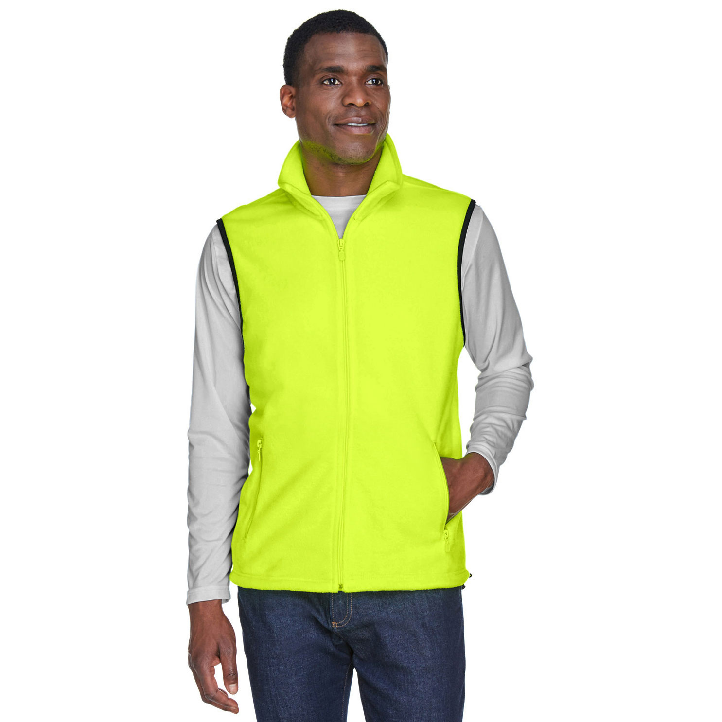 Harriton M985 Adult 8 oz. Fleece Vest Safety Yellow Full Source