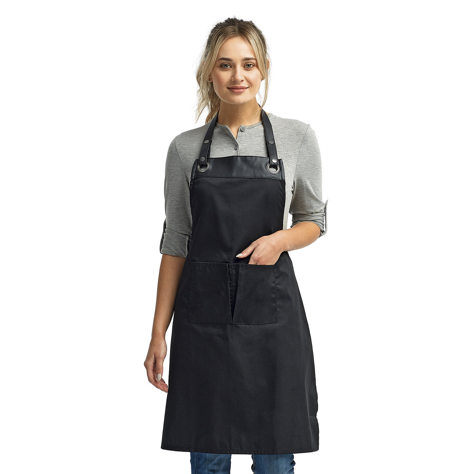 Reprime RP123 Espresso Bib Apron - Black/Black | Full Source