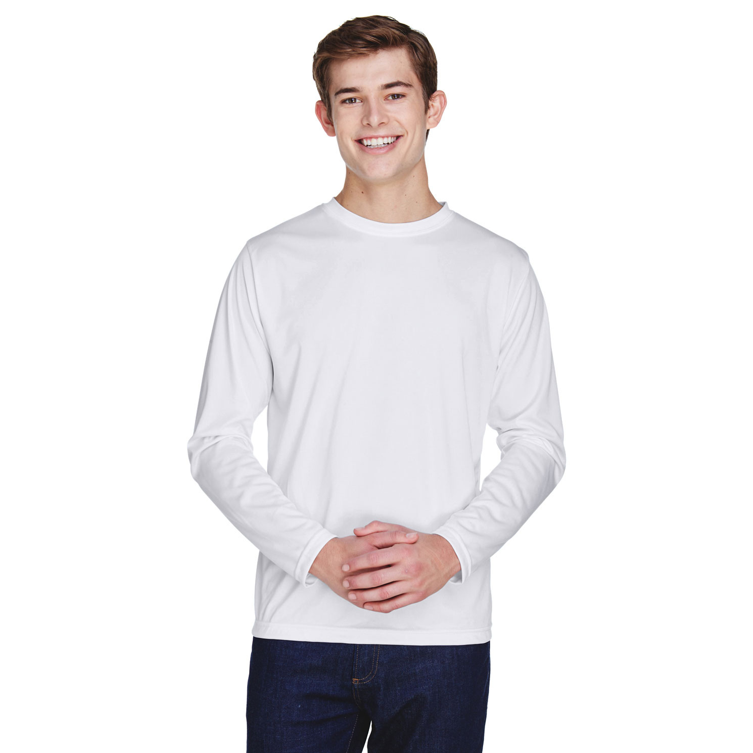 Team 365 TT11L Men's Zone Performance Long Sleeve T-Shirt - White
