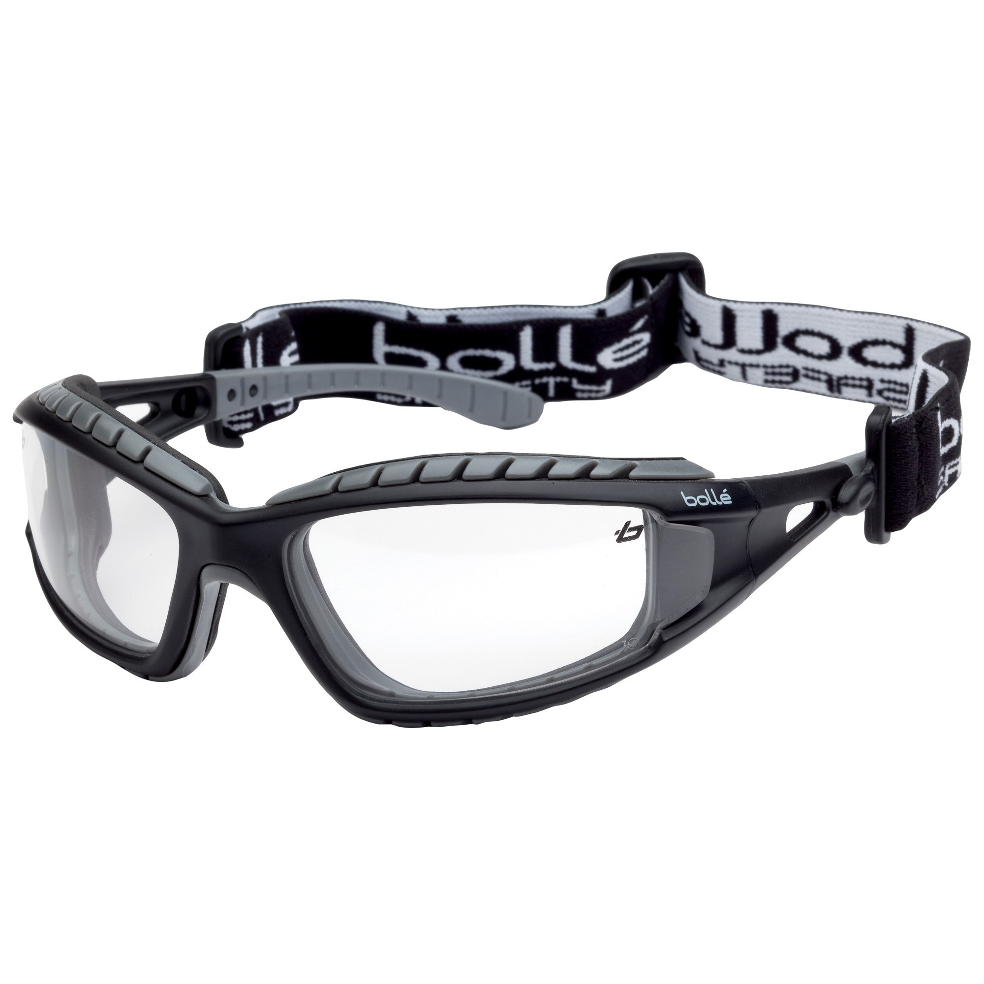 Bolle 40085 Tracker Safety Glasses/Goggles - Black/Grey Temples - Clear ...