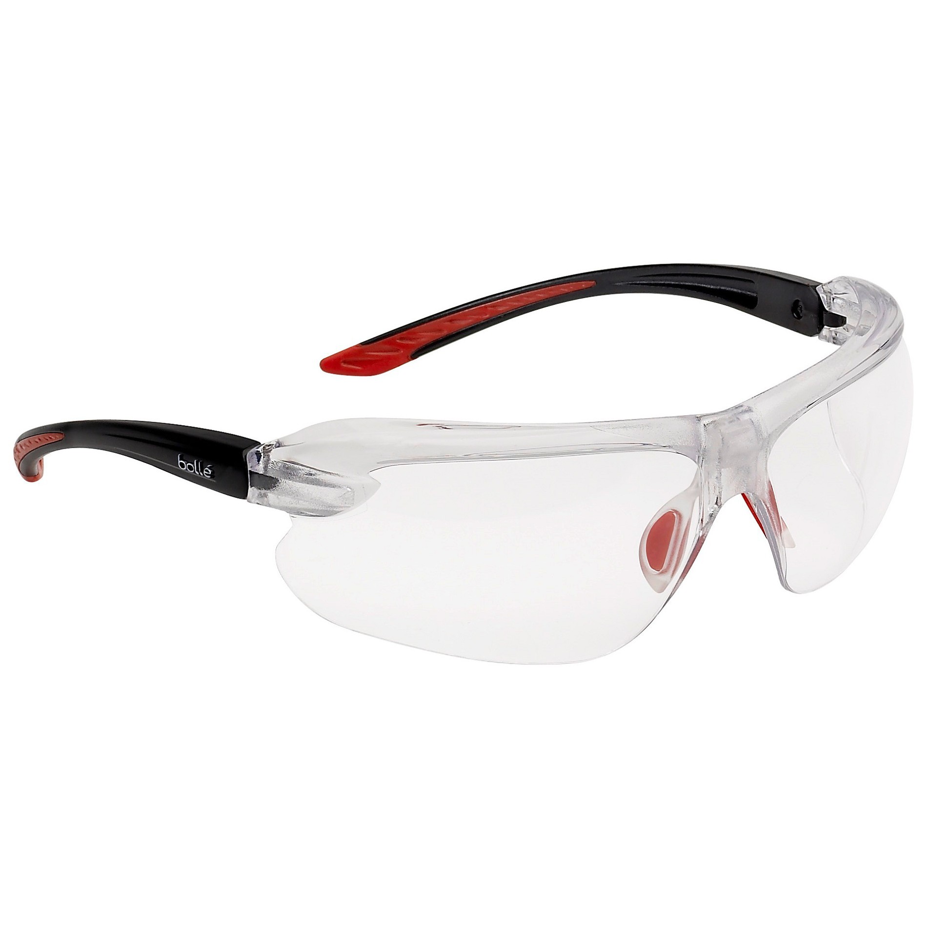 Bolle 40223 IRIS Safety Glasses Red/Black Temples Clear Platinum