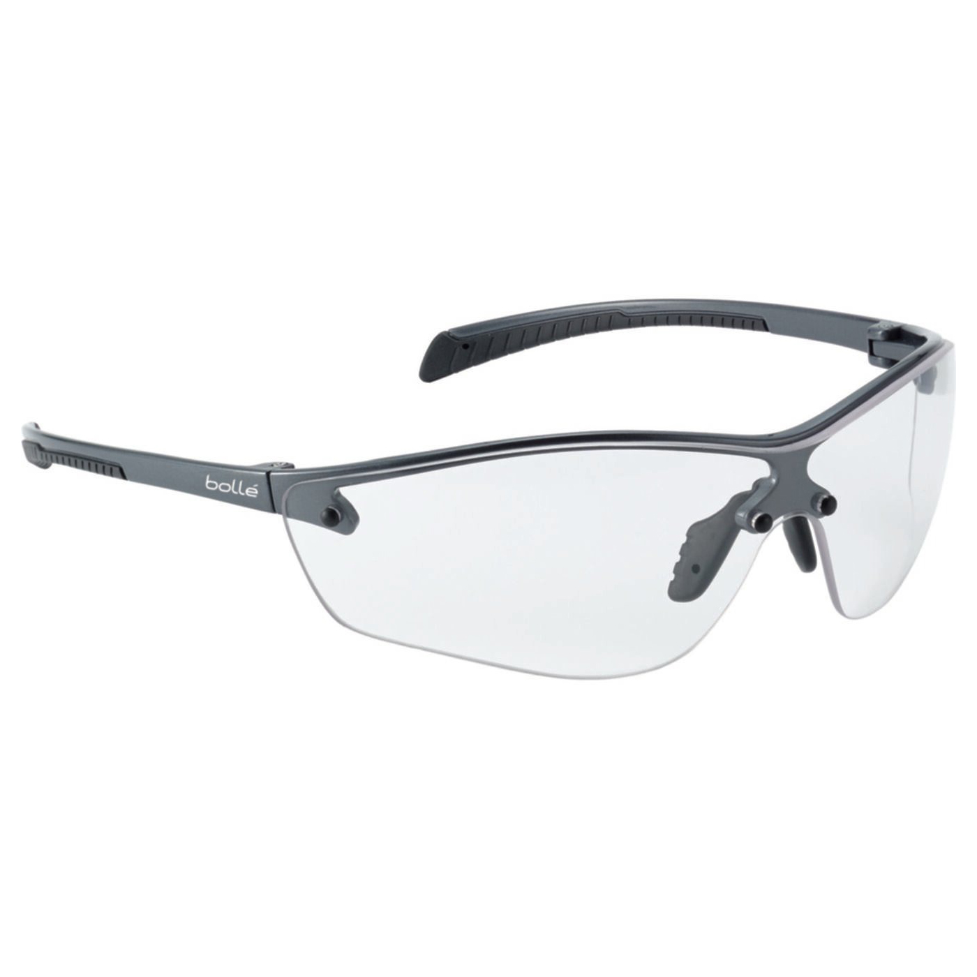 Bolle 40237 Silium+ Safety Glasses - Gunmetal/Black Temples - Clear ...