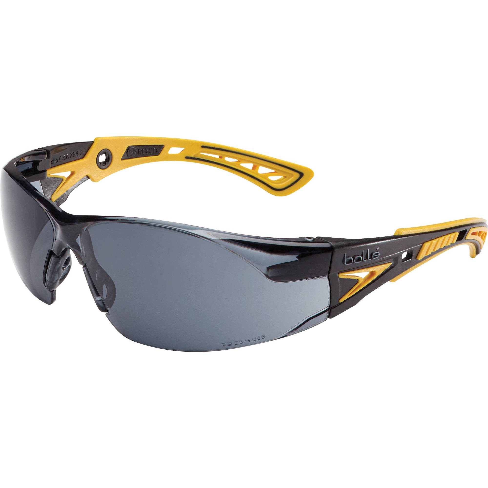 Bolle 40244 Rush+ Safety Glasses Yellow/Black Temples Smoke