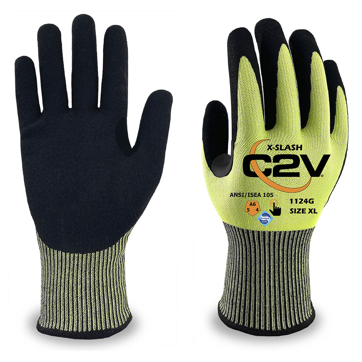 C2V X-Slash 1124G Cut Level A6 Engineered HPPE Gloves - Nitrile