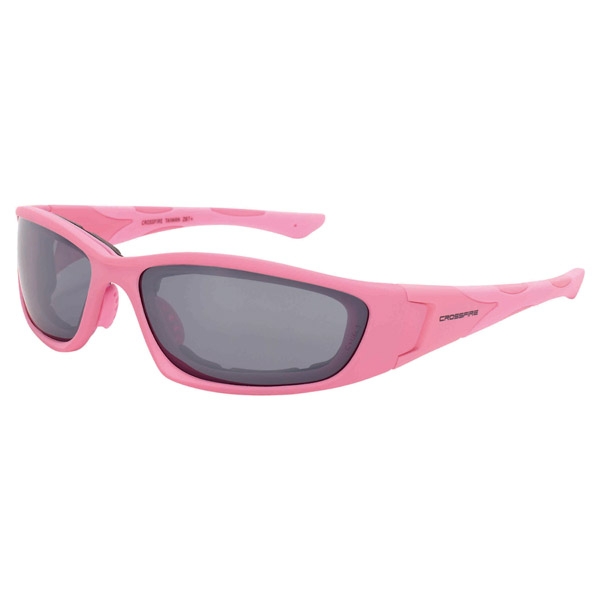 Crossfire Mp7 Safety Glasses Pink Foam Lined Frame Silver Mirror Lens