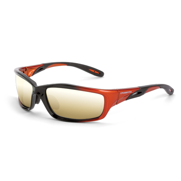 CrossFire Infinity Safety Glasses Orange Frame Gold Mirror Lens