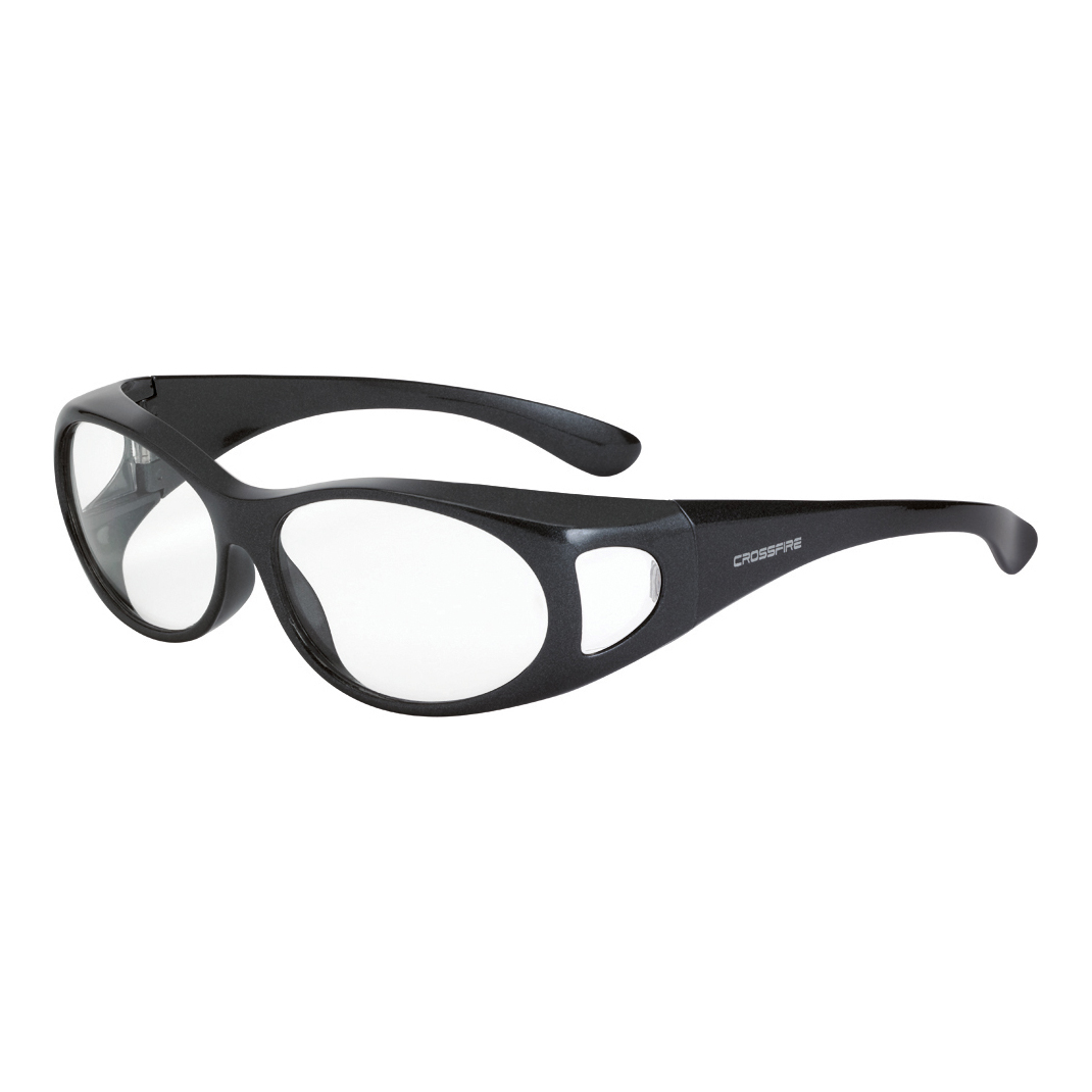 Crossfire 1241W ES5W Safety Glasses - Black Frame - Smoke Lens