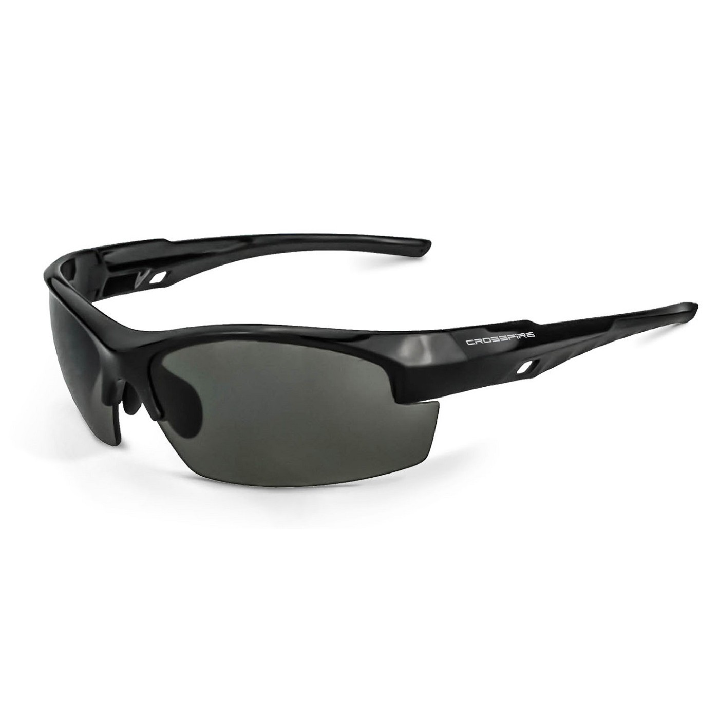Crossfire ES4 Crystal Black Half-Frame Smoke Lens Safety Sunglasses 2141 -  Box of 12