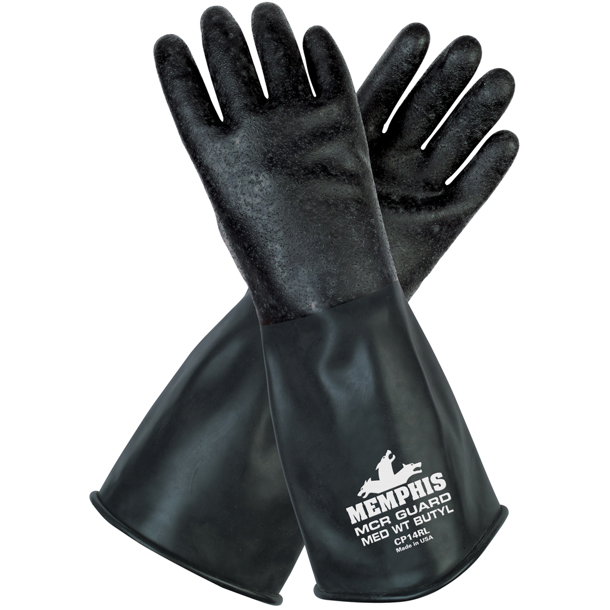 Memphis CP14R Butyl Rubber Gloves Textured Finish 14 "Gauntlet