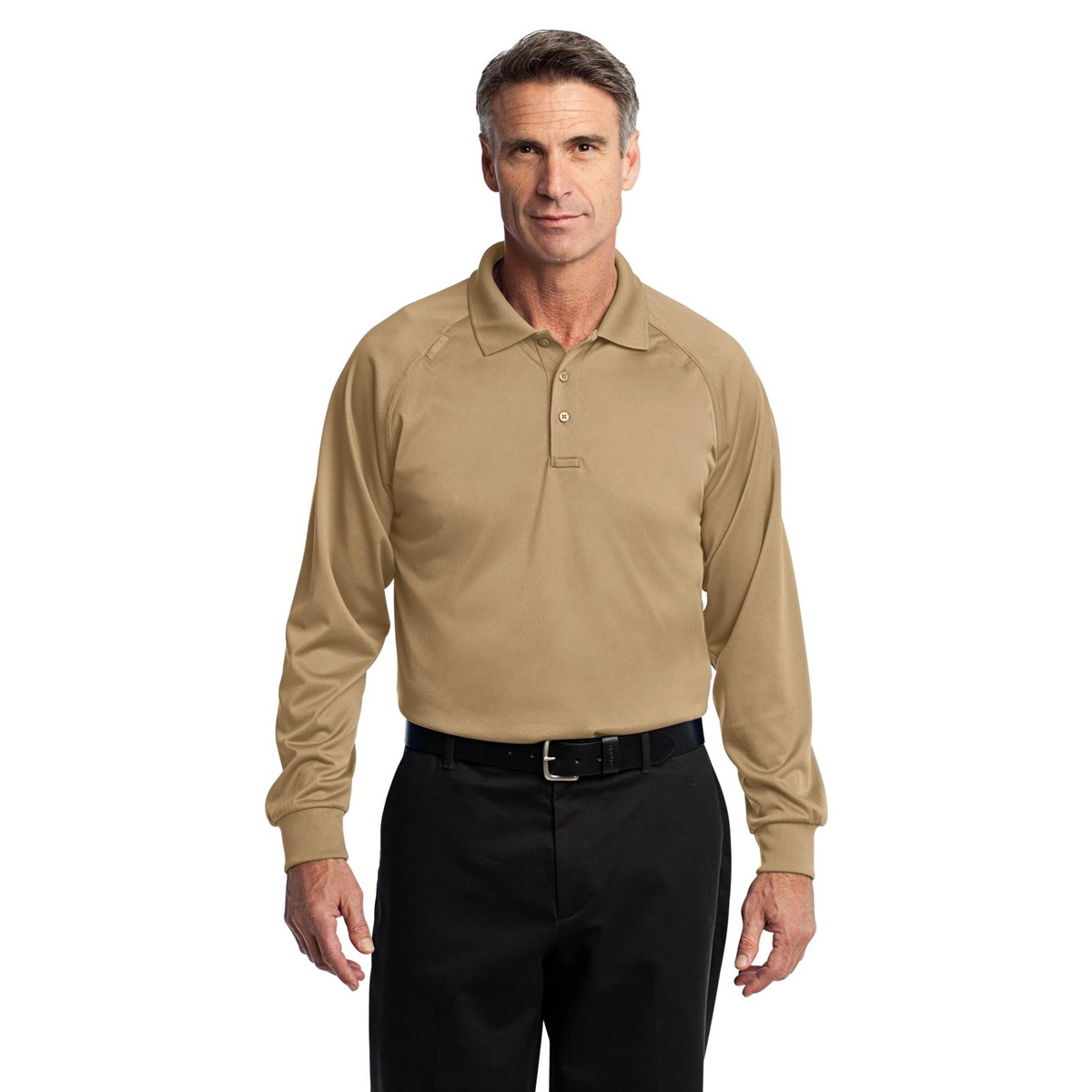 CornerStone CS410LS Select Long Sleeve Snag-Proof Tactical Polo - Tan | FullSource.com