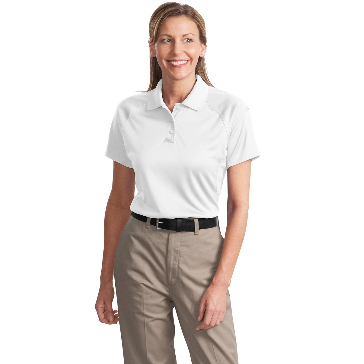 khaki pants white polo